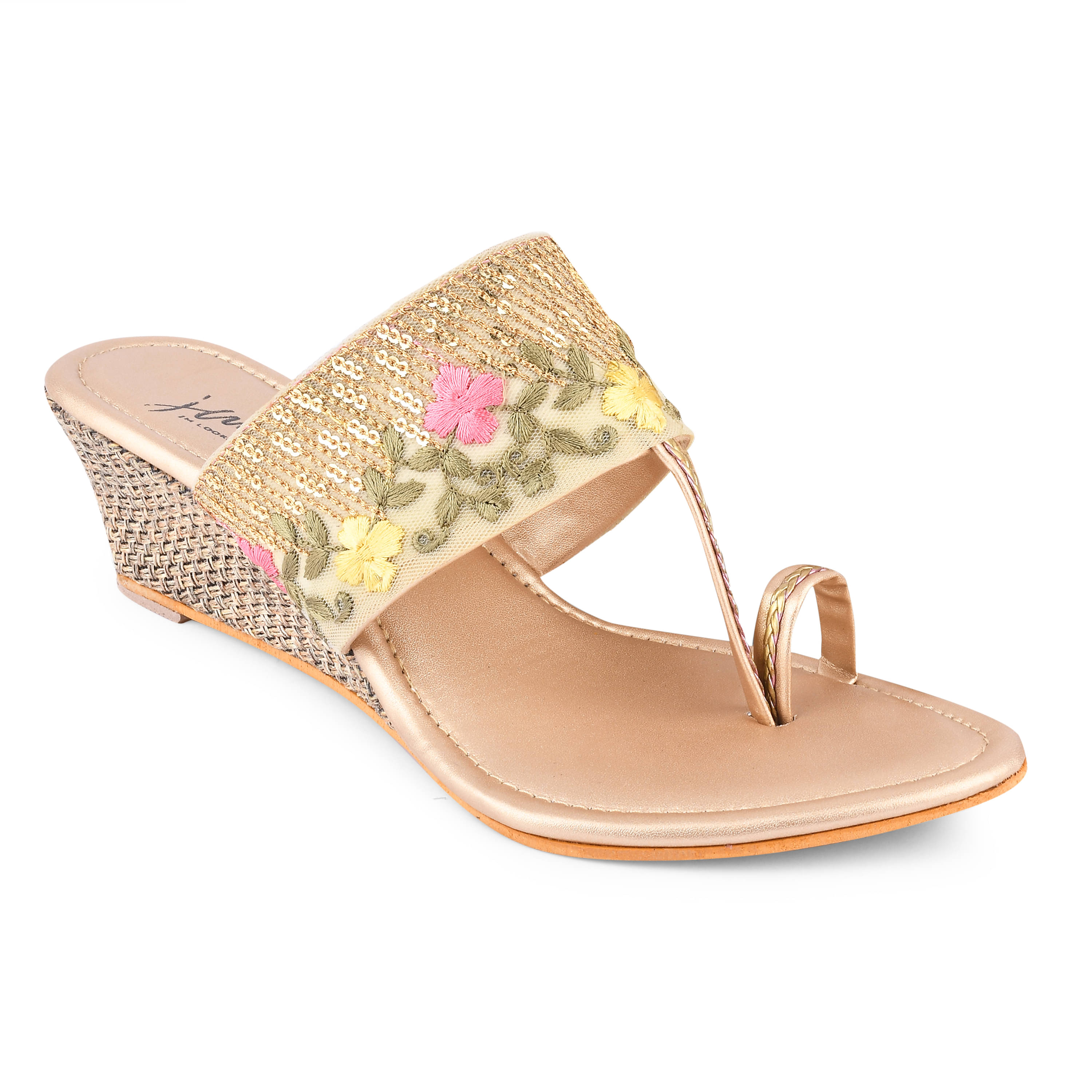     			JM Looks Gold Women's Slip On Heels
