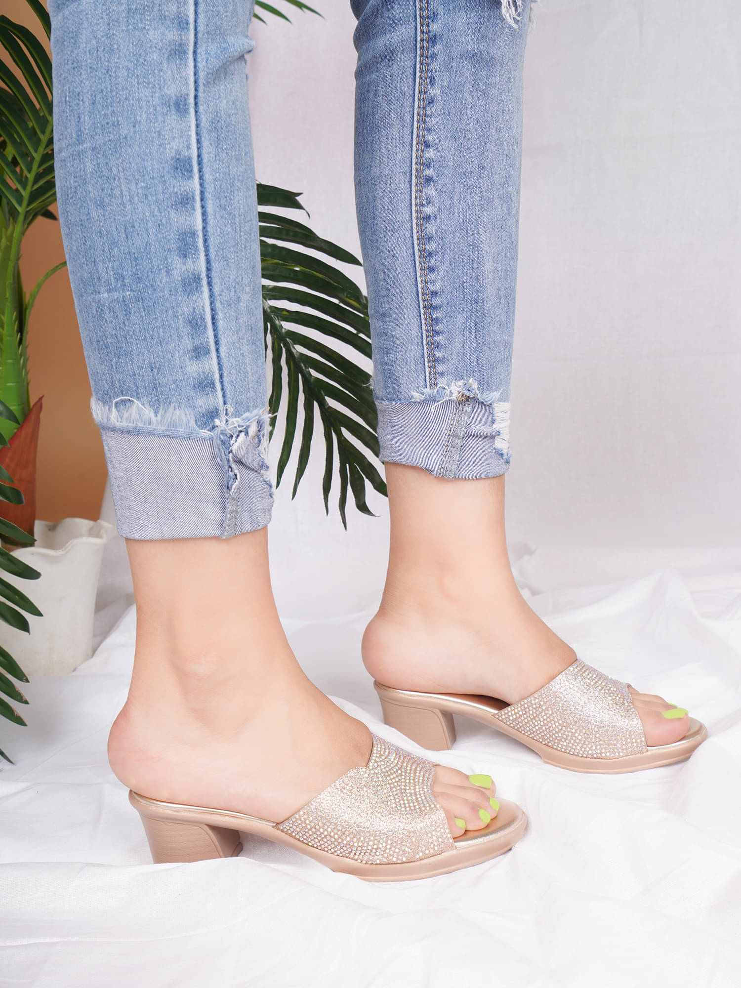 JM Looks Tan Women's Slip On Heels JM Looks Tan Women's Slip On Heels
