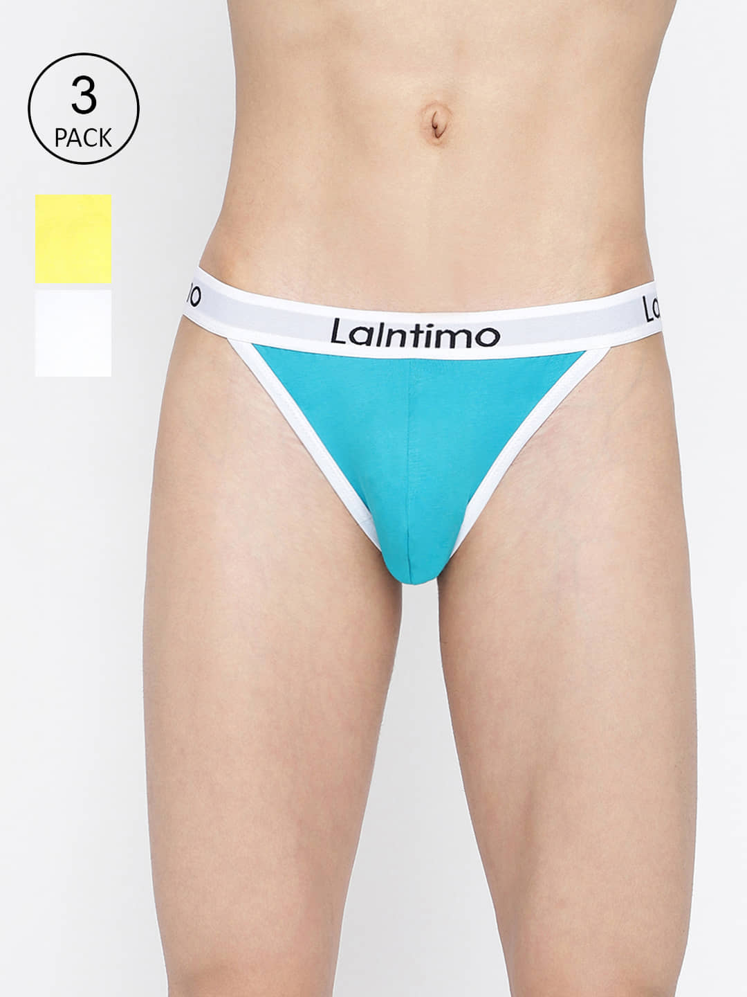 La Intimo Pack of 3 Cotton Bikini For Men's ( Multicolor )