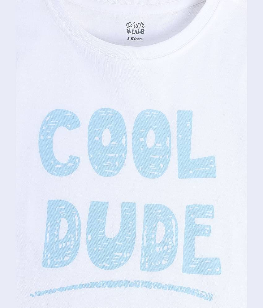 MINI KLUB Pack of 1 Boys Cotton T-Shirt & Pants Set ( White )