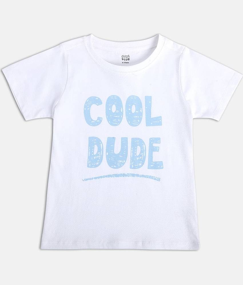 MINI KLUB Pack of 1 Boys Cotton T-Shirt & Pants Set ( White )