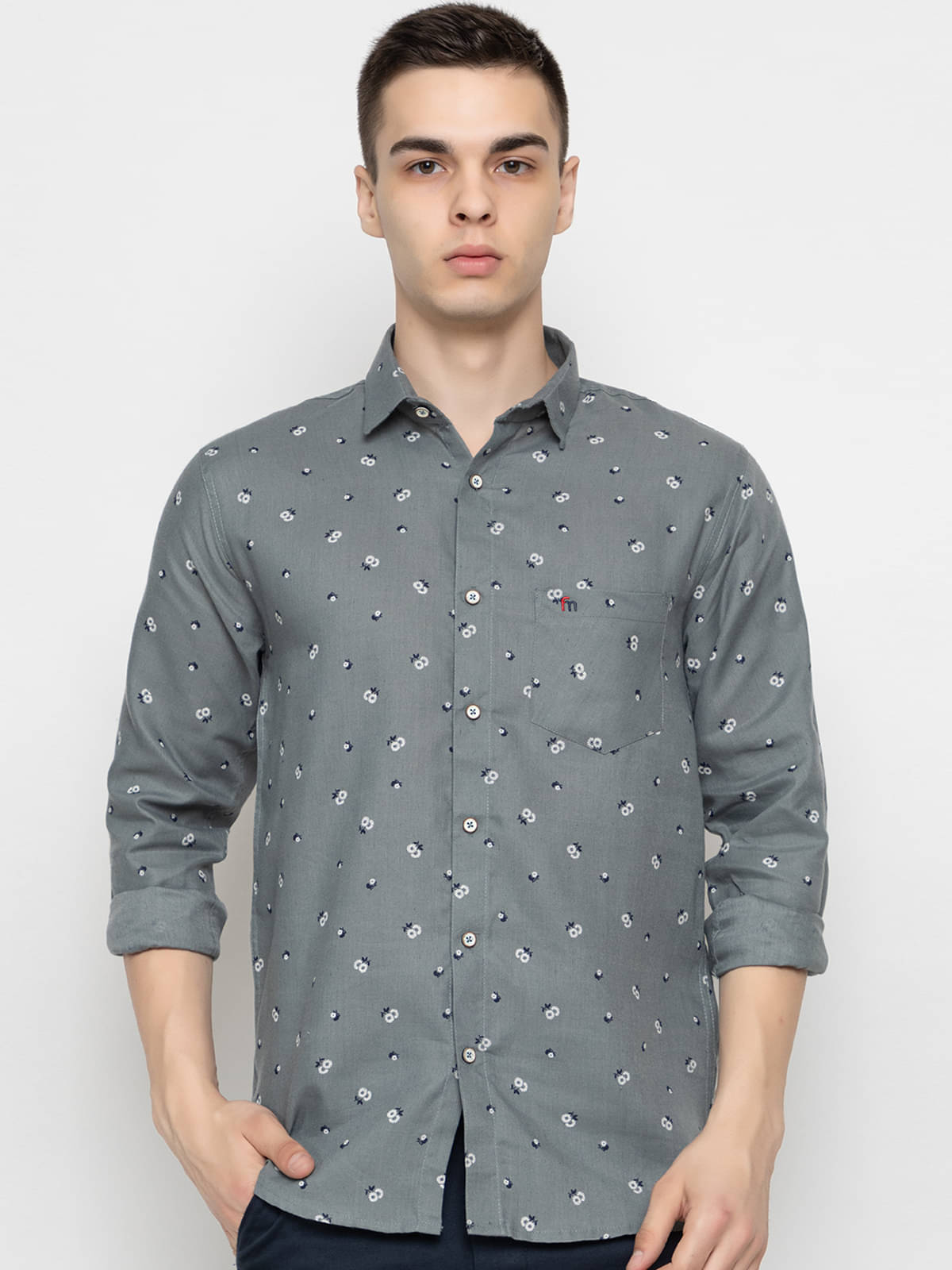     			MODERNITY Cotton Blend Regular Fit Printed Full Sleeves Men's Casual Shirt - Grey ( Pack of 1 )