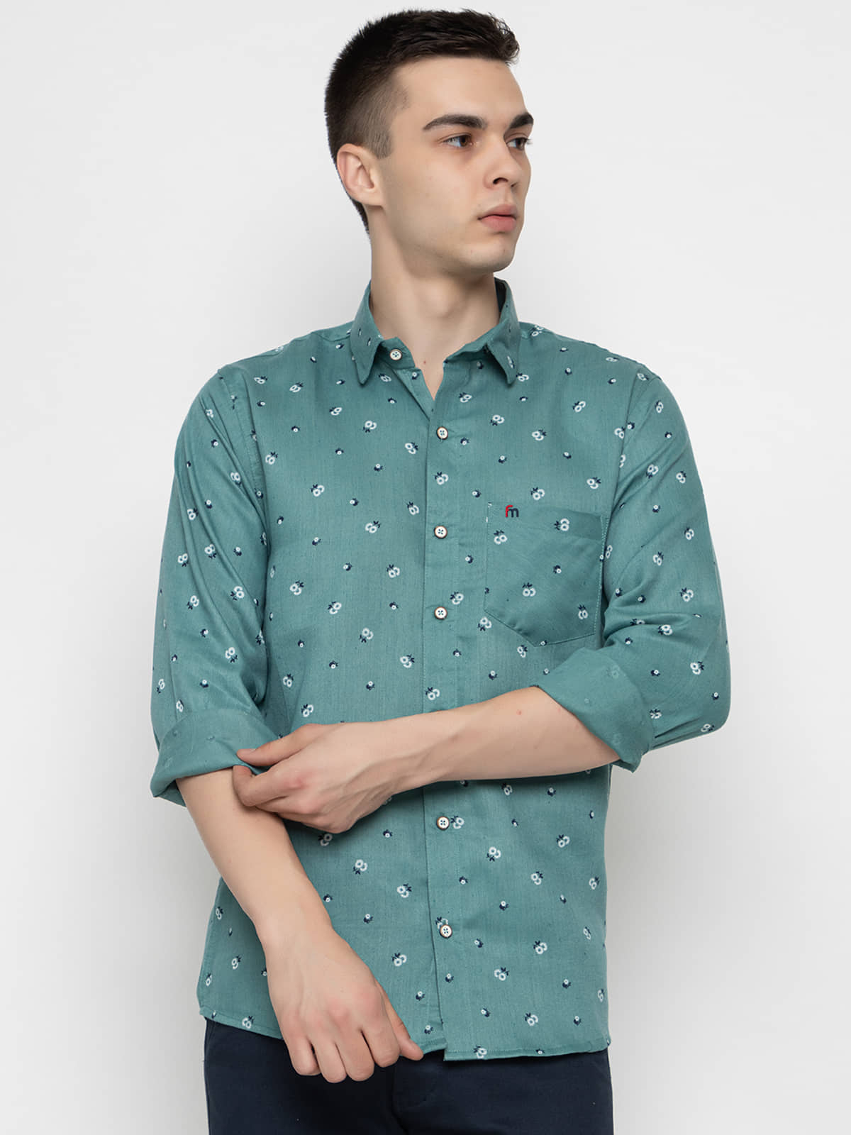 MODERNITY Cotton Blend Regular Fit Printed Full Sleeves Men's Casual Shirt - Green ( Pack of 1 )