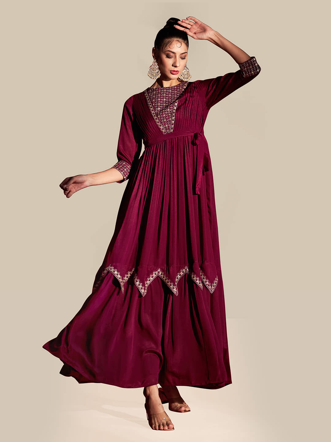 Madhuram Textiles Polyester Embroidered Anarkali Women's Kurti - Navy Blue ( Pack of 1 ) - Kurtis, Tunics | Buy online on ZillyBuy