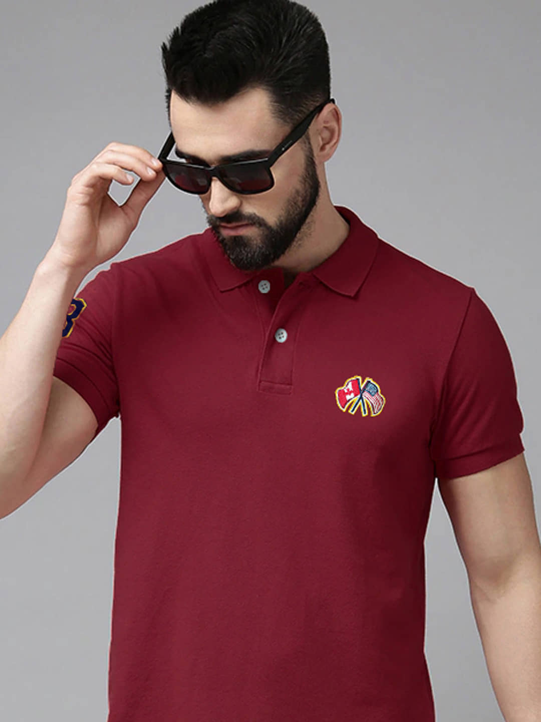 Merriment Pack of 1 Cotton Blend Regular Fit Solid Half Sleeves Men's Polo T Shirt ( Maroon )