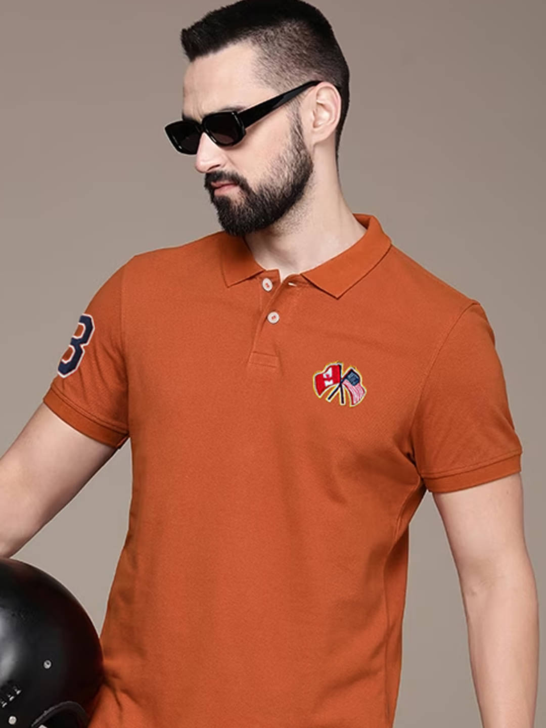 Merriment Pack of 1 Cotton Blend Regular Fit Solid Half Sleeves Men's Polo T Shirt ( Rust Brown ) Merriment Pack of 1 Cotton Blend Regular Fit Solid Half Sleeves Men's Polo T Shirt ( Rust Brown )
