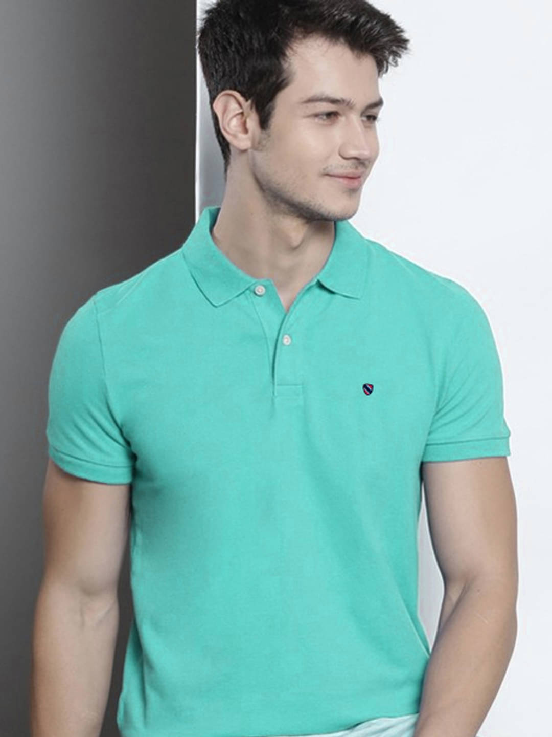     			Merriment Pack of 1 Cotton Blend Regular Fit Solid Half Sleeves Men's Polo T Shirt ( Aqua )