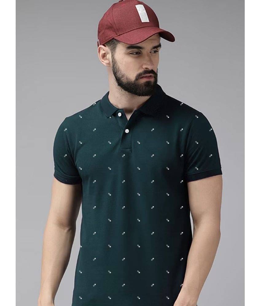 Merriment Pack of 1 Cotton Blend Regular Fit Printed Half Sleeves Men's Polo T Shirt ( Green ) Merriment Pack of 1 Cotton Blend Regular Fit Printed Half Sleeves Men's Polo T Shirt ( Green )