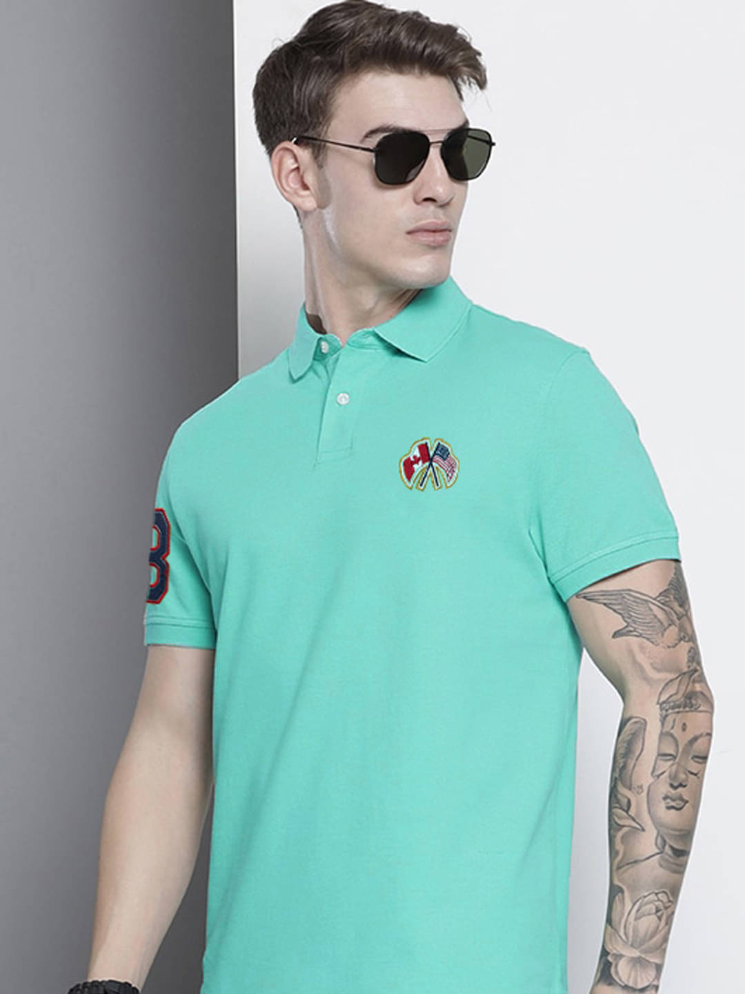 Merriment Pack of 1 Cotton Blend Regular Fit Solid Half Sleeves Men's Polo T Shirt ( Aqua ) Merriment Pack of 1 Cotton Blend Regular Fit Solid Half Sleeves Men's Polo T Shirt ( Aqua )