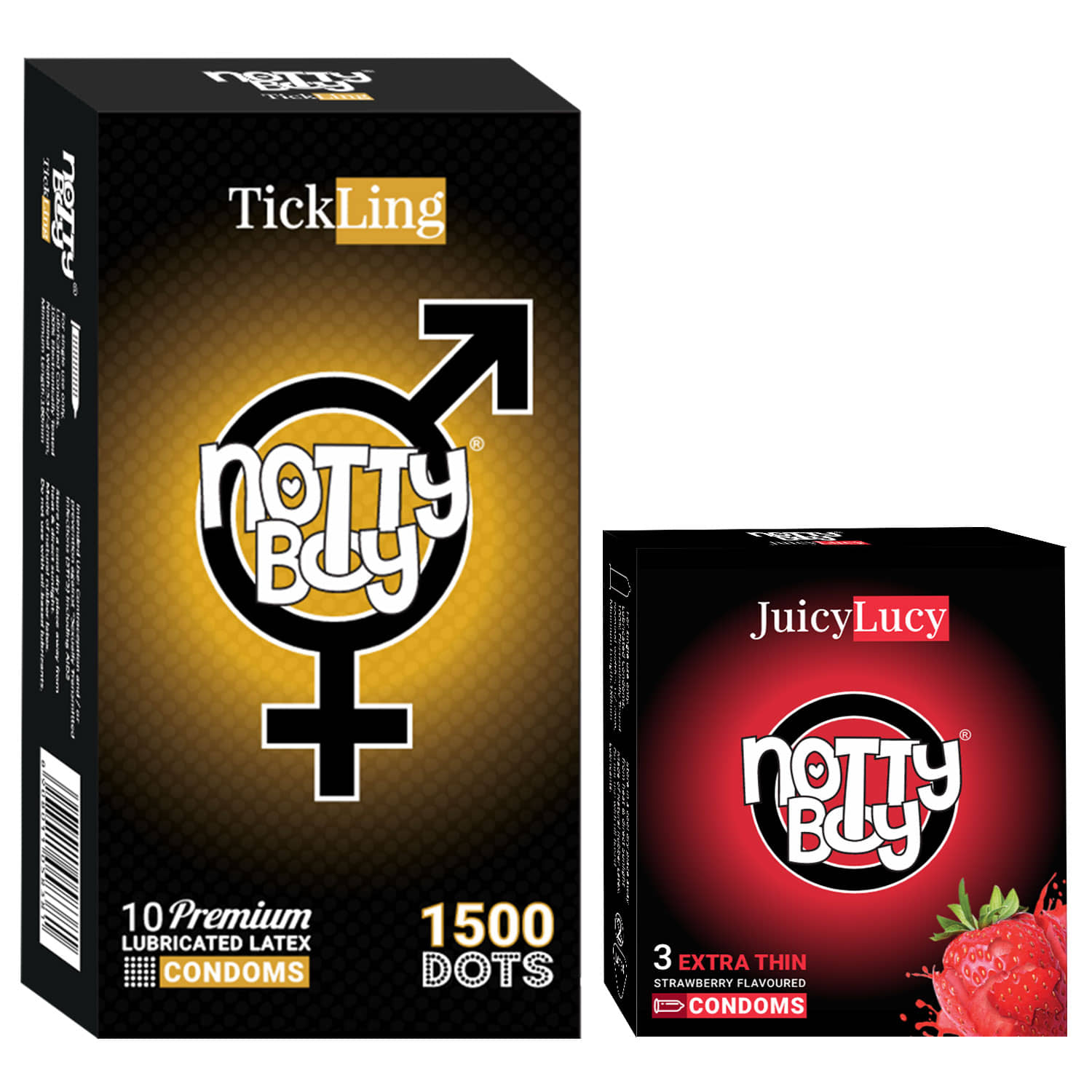 NottyBoy Strawberry Flavoured and Super Dotted With 1500 Dots Condoms -  Set of 2, 13 Pieces