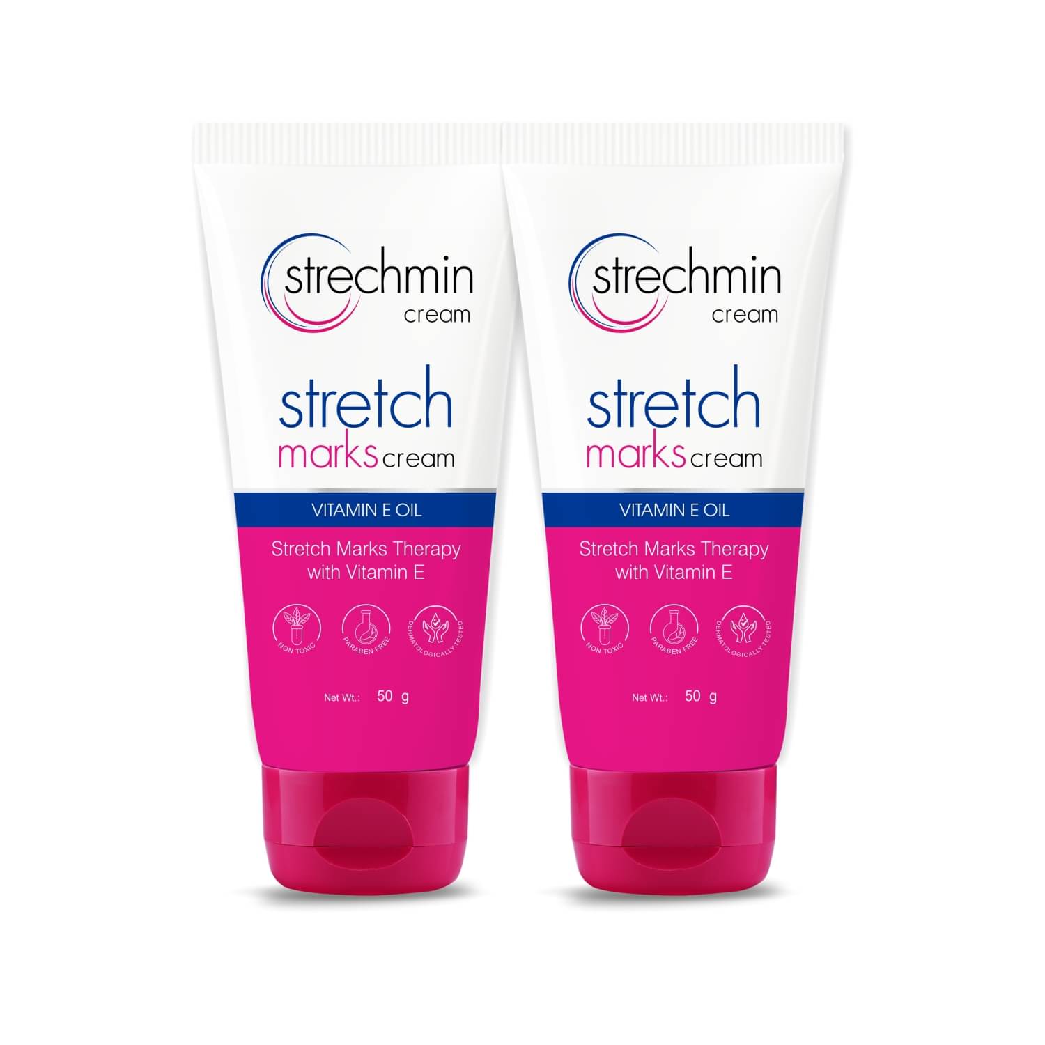     			Strechmin Stretch Mark Cream for women with Vitamin E, reduce stretch marks (50g each, Pack of 2)
