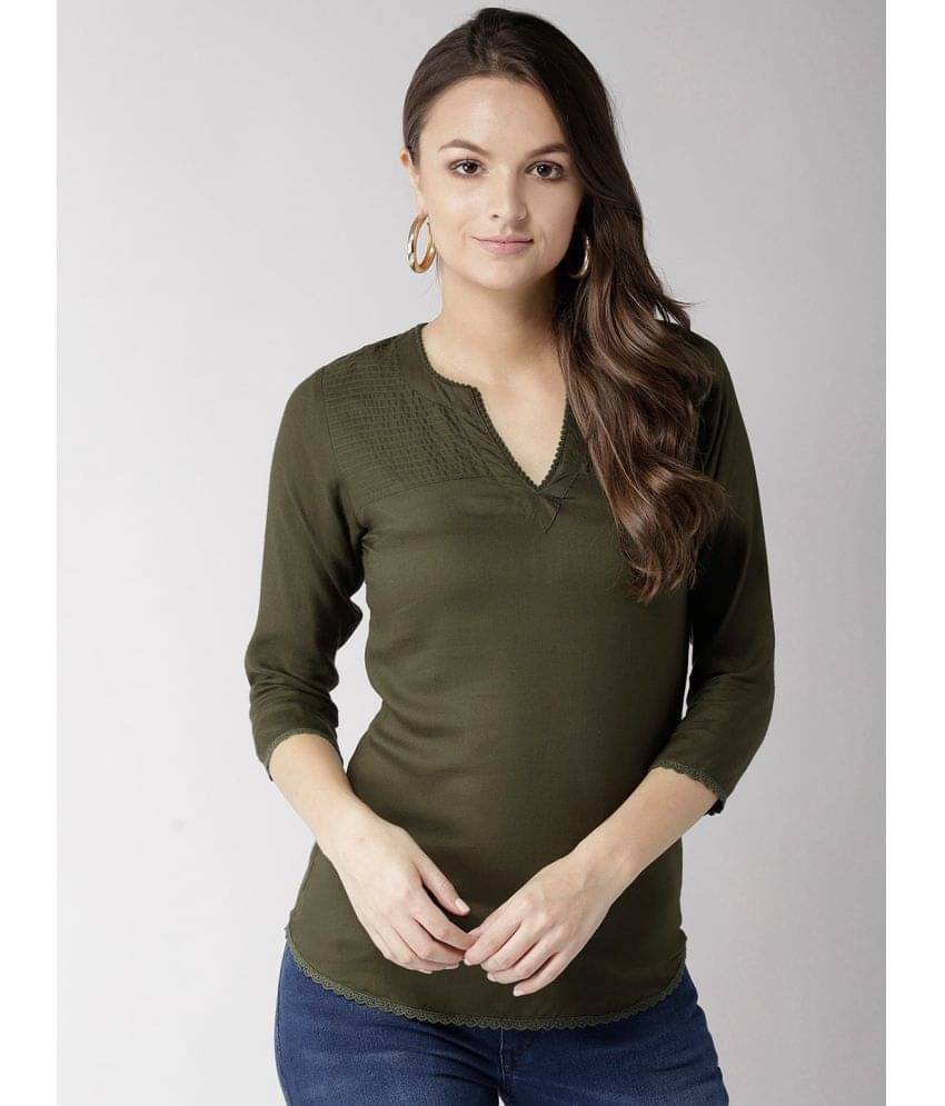 ZARISTAA Women's Rayon Regular Top ( Olive ) ZARISTAA Women's Rayon Regular Top ( Olive )