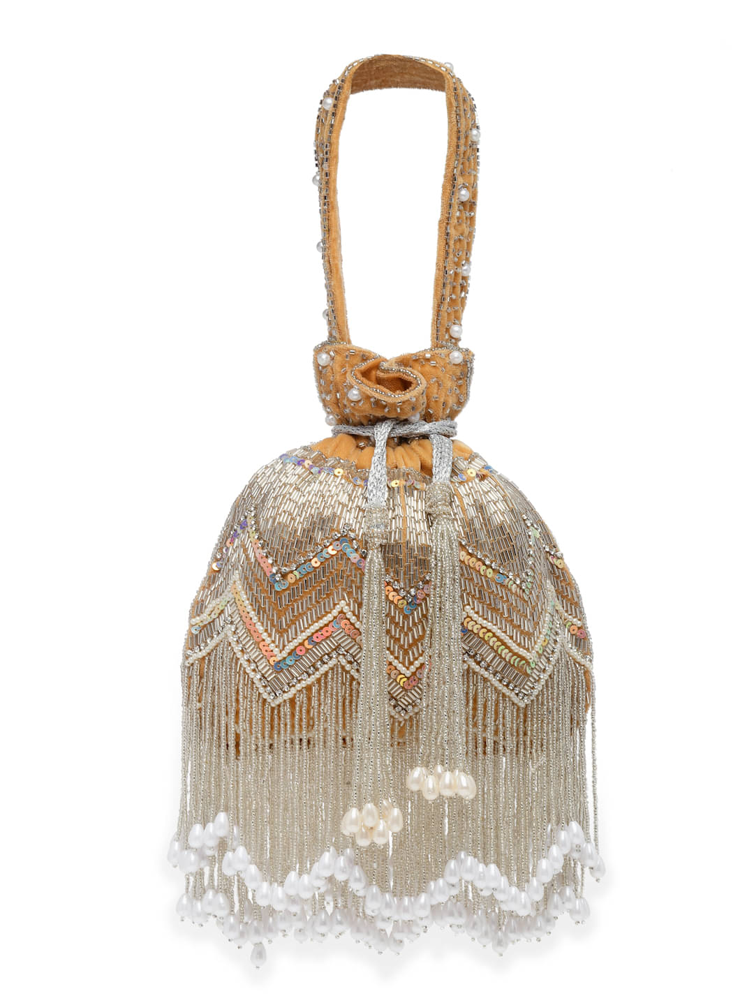     			Anekaant Beige Velvet Potli