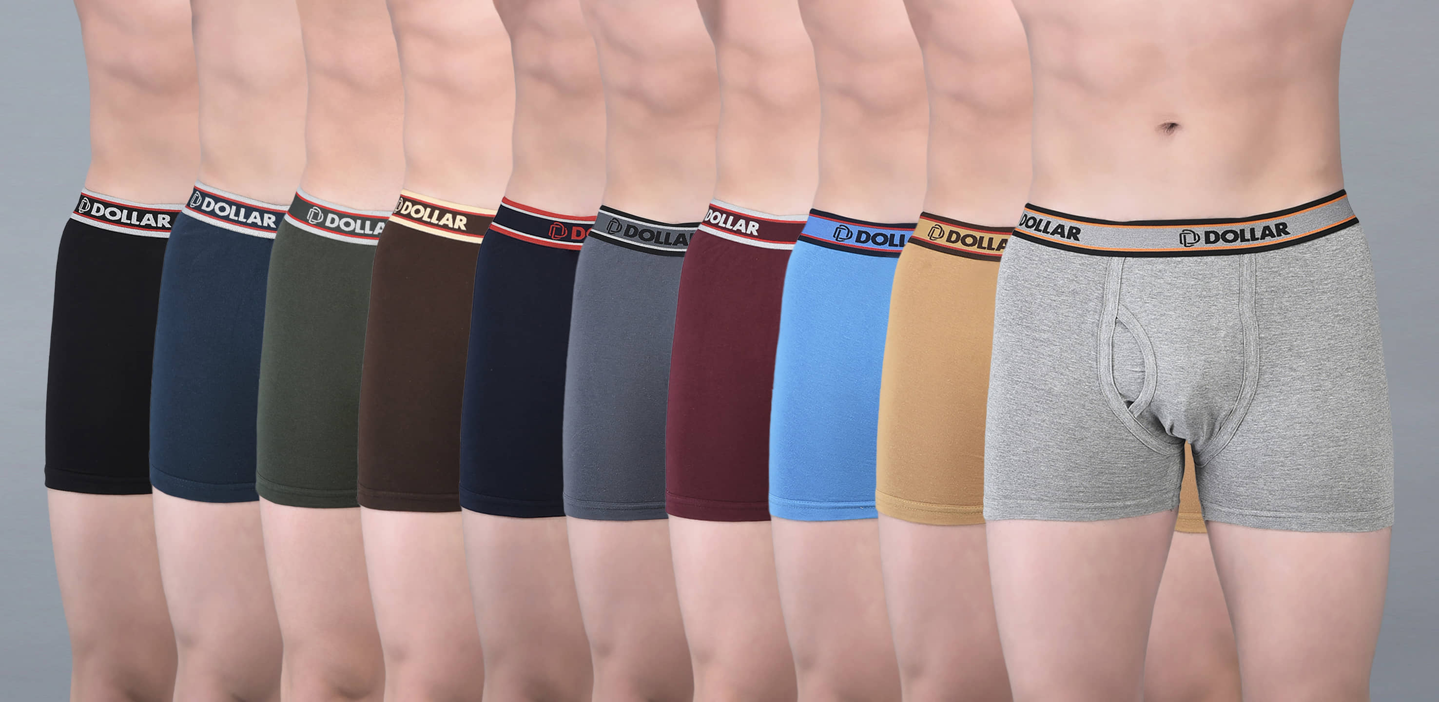 Dollar Bigboss Men's Pack of 10 Solid Combed Cotton Classy Trunk With Fly Front Access (Colour May Vary)