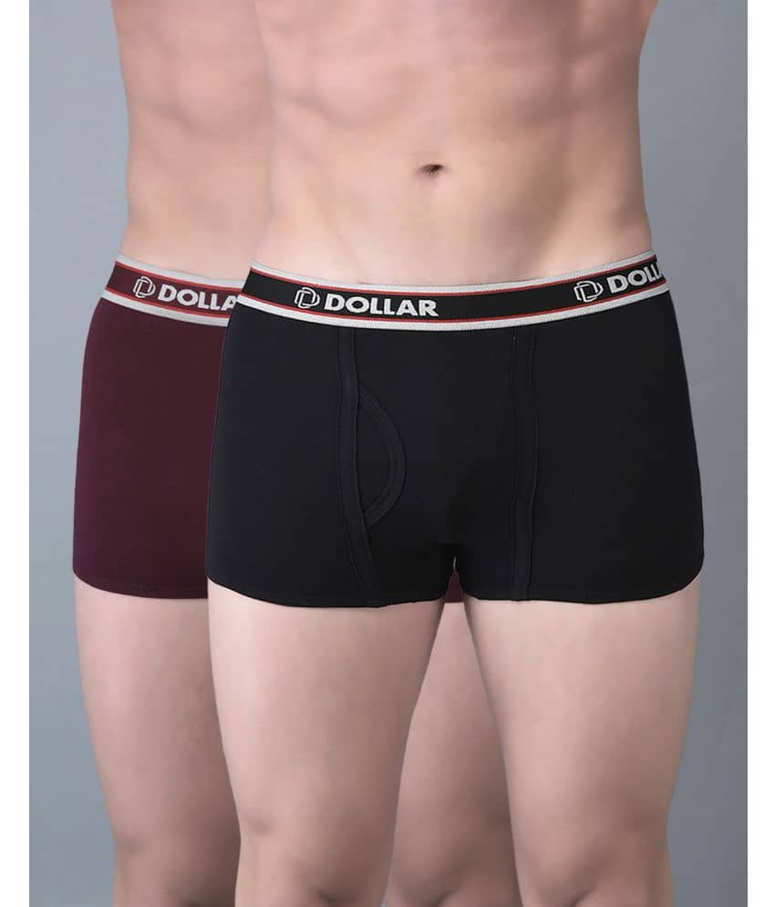 Dollar Bigboss Men's Pack of 2 Solid Combed Cotton Trunk With Double Pouch Support (Colour May Vary)
