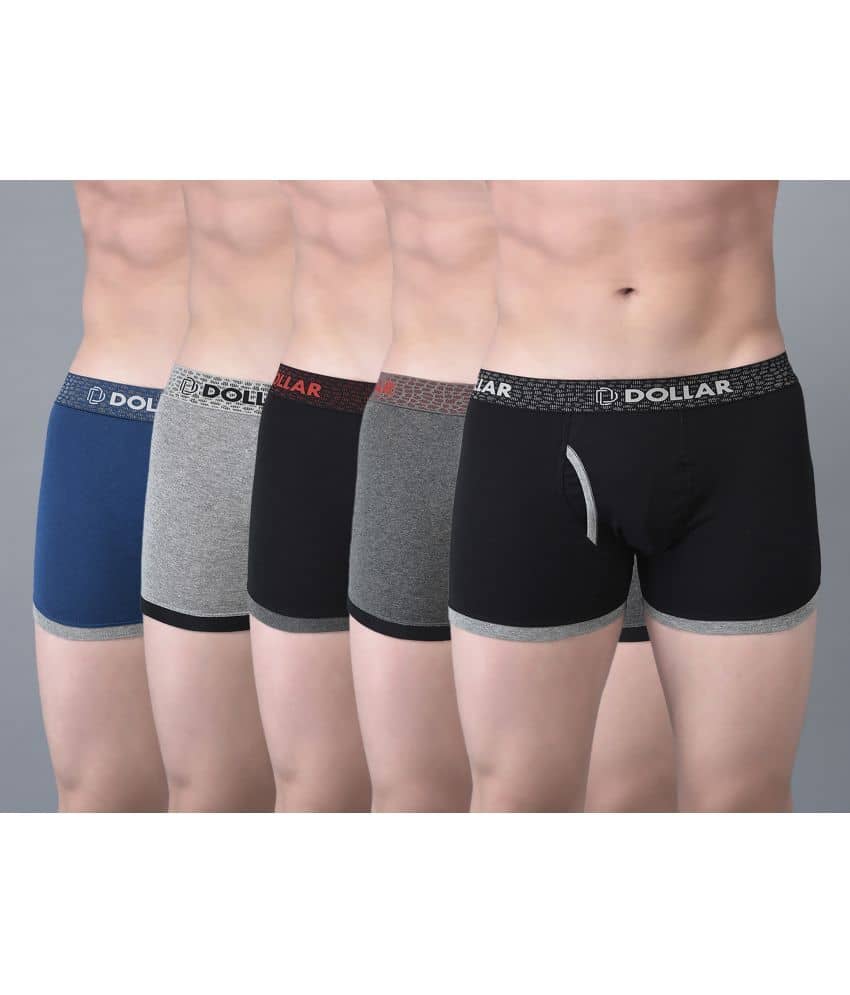 Dollar Bigboss Men's Pack of 5 Solid Combed Cotton Trunk With Contoured Pouch Support (Colour May Vary)