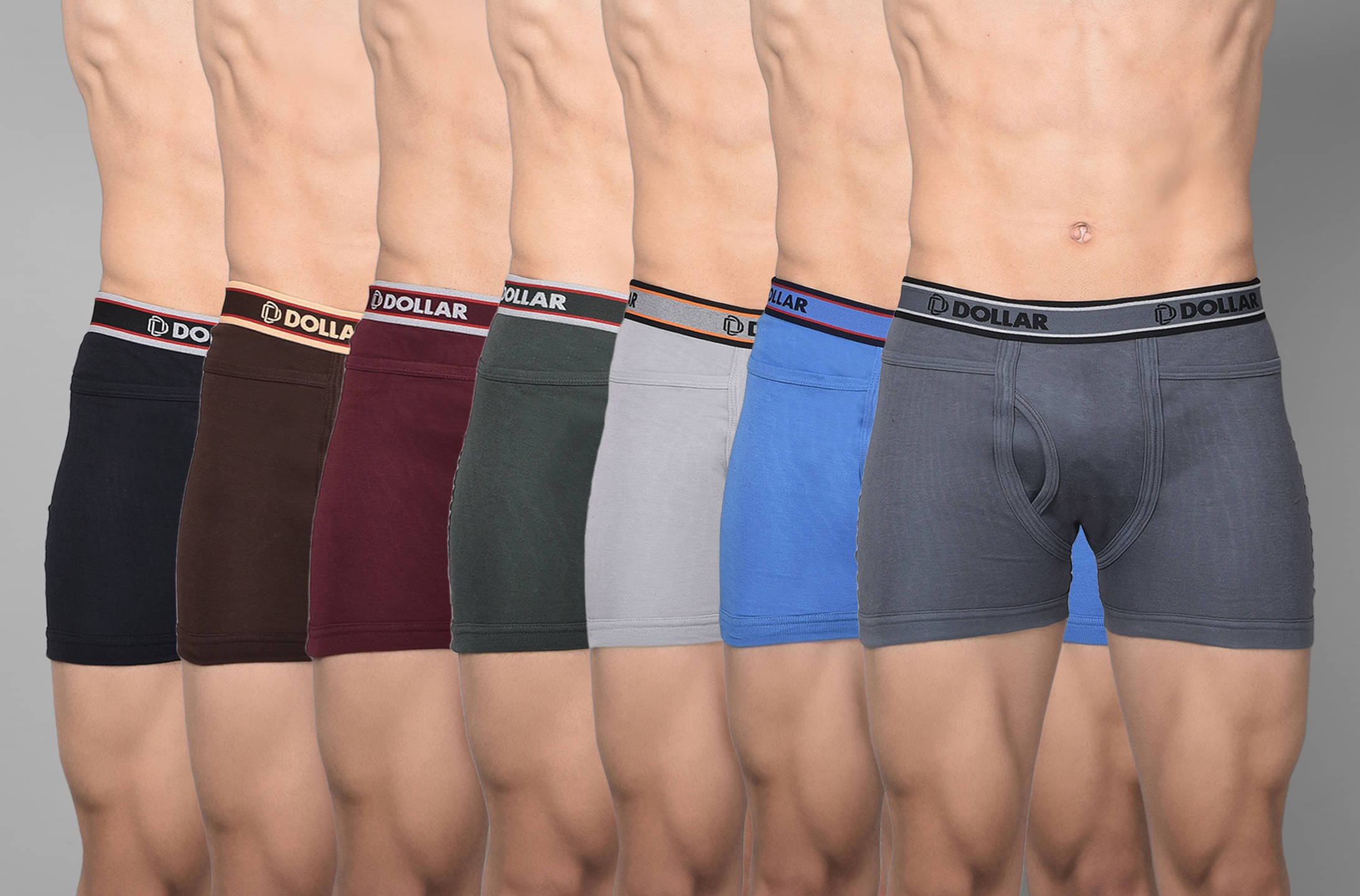 Dollar Bigboss Men's Pack of 7 Solid Combed Cotton Intrerlock Pocket Trunk (Colour May Vary) Dollar Bigboss Men's Pack of 7 Solid Combed Cotton Intrerlock Pocket Trunk (Colour May Vary)