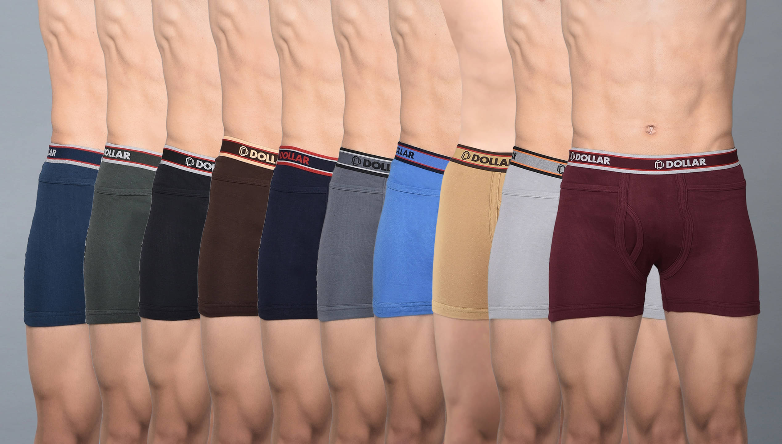     			Dollar Bigboss Men's Pack of 10 Solid Combed Cotton Intrerlock Pocket Trunk (Colour May Vary)