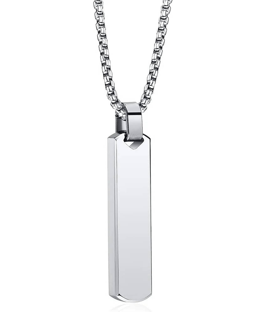 Fashion Frill Silver Chain For Men Stainless Steel Bar Pendant Silver Chain Pendant For Men Boys Love Gifts Mens Jewellery