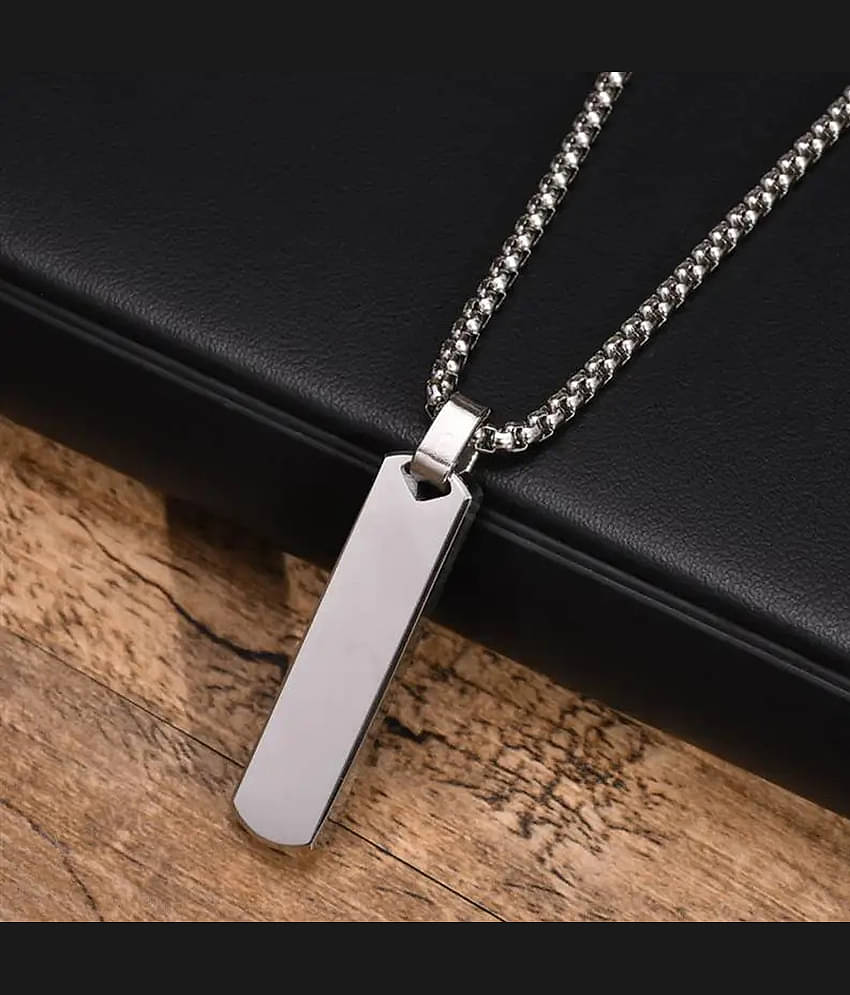 Fashion Frill Silver Chain For Men Stainless Steel Bar Pendant Silver Chain Pendant For Men Boys Love Gifts Mens Jewellery