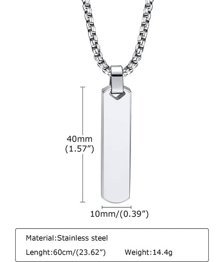 Fashion Frill Silver Chain For Men Stainless Steel Bar Pendant Silver Chain Pendant For Men Boys Love Gifts Mens Jewellery