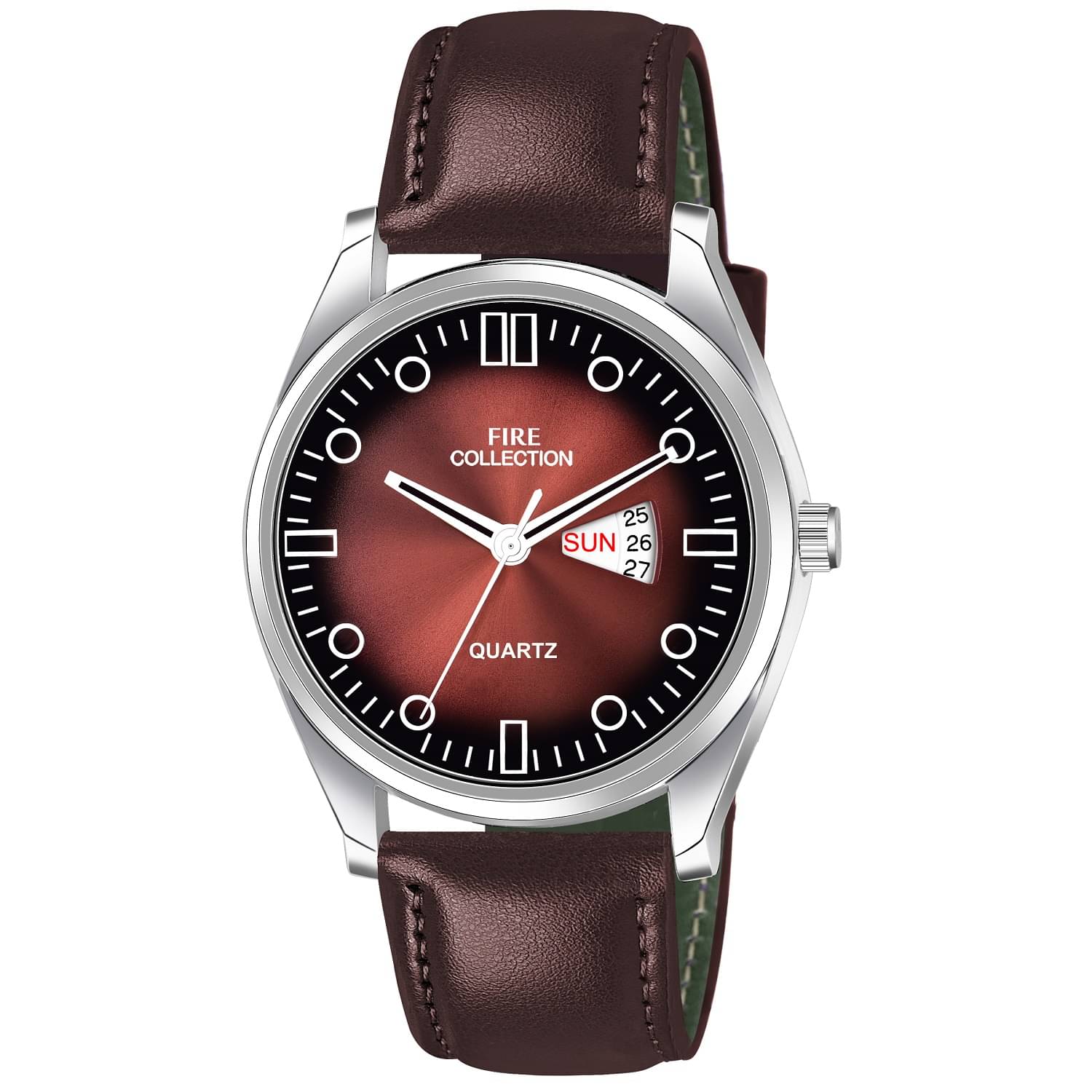     			Fire Collection Brown Leather Analog Men's Watch