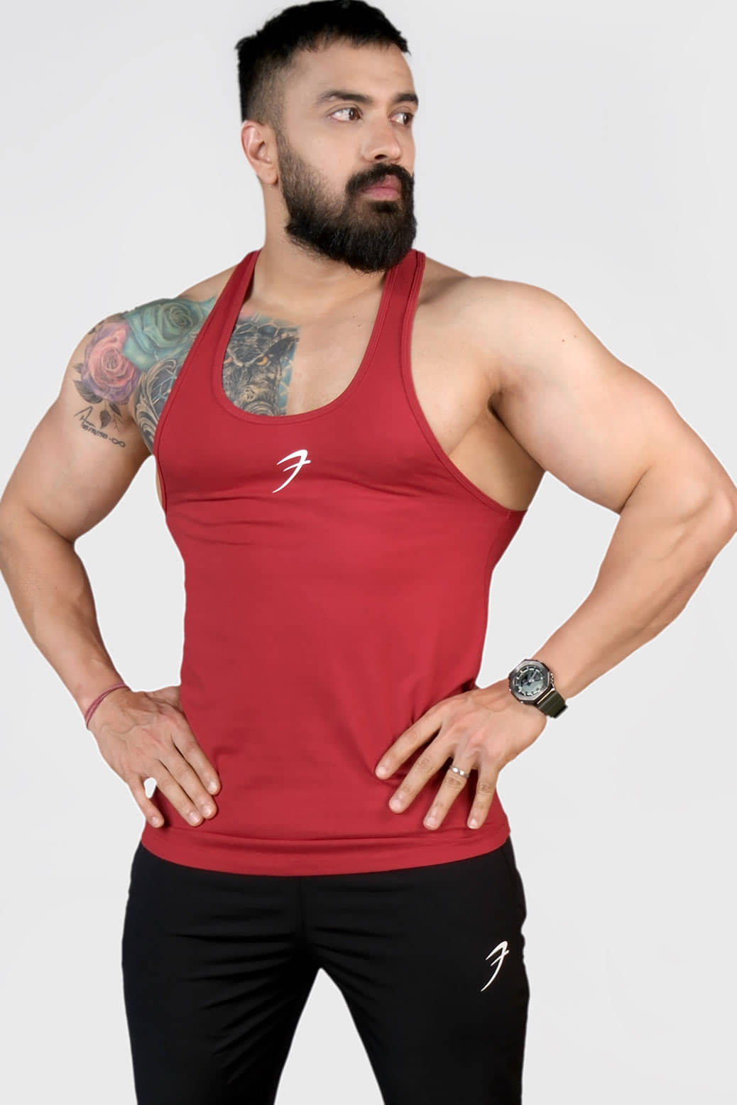Fuaark Red Cotton Regular Fit Men's Tanks ( Pack of 1 )