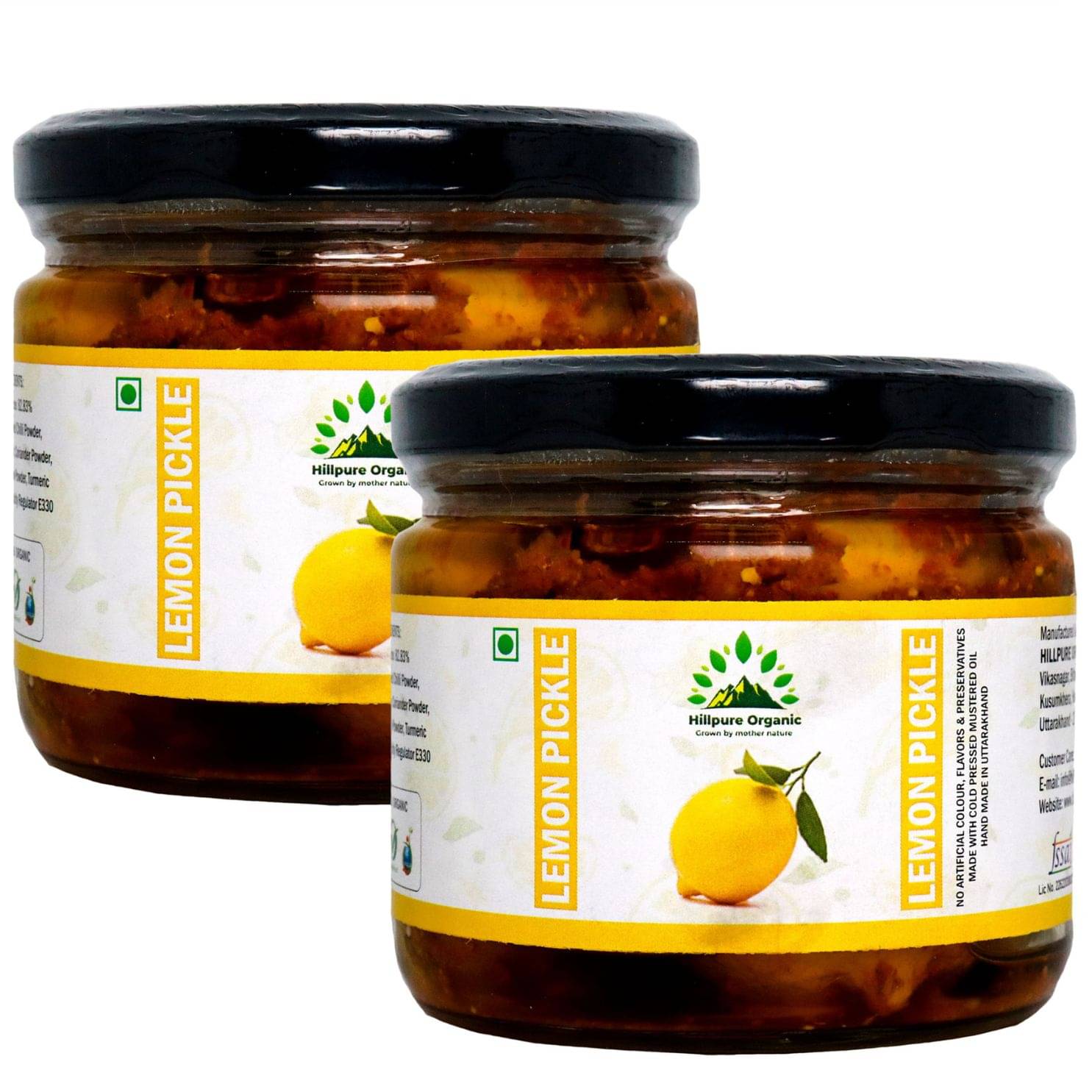 Hillpure Organic Lemon Pickle Pickle 300 g Pack of 2 Hillpure Organic Lemon Pickle Pickle 300 g Pack of 2