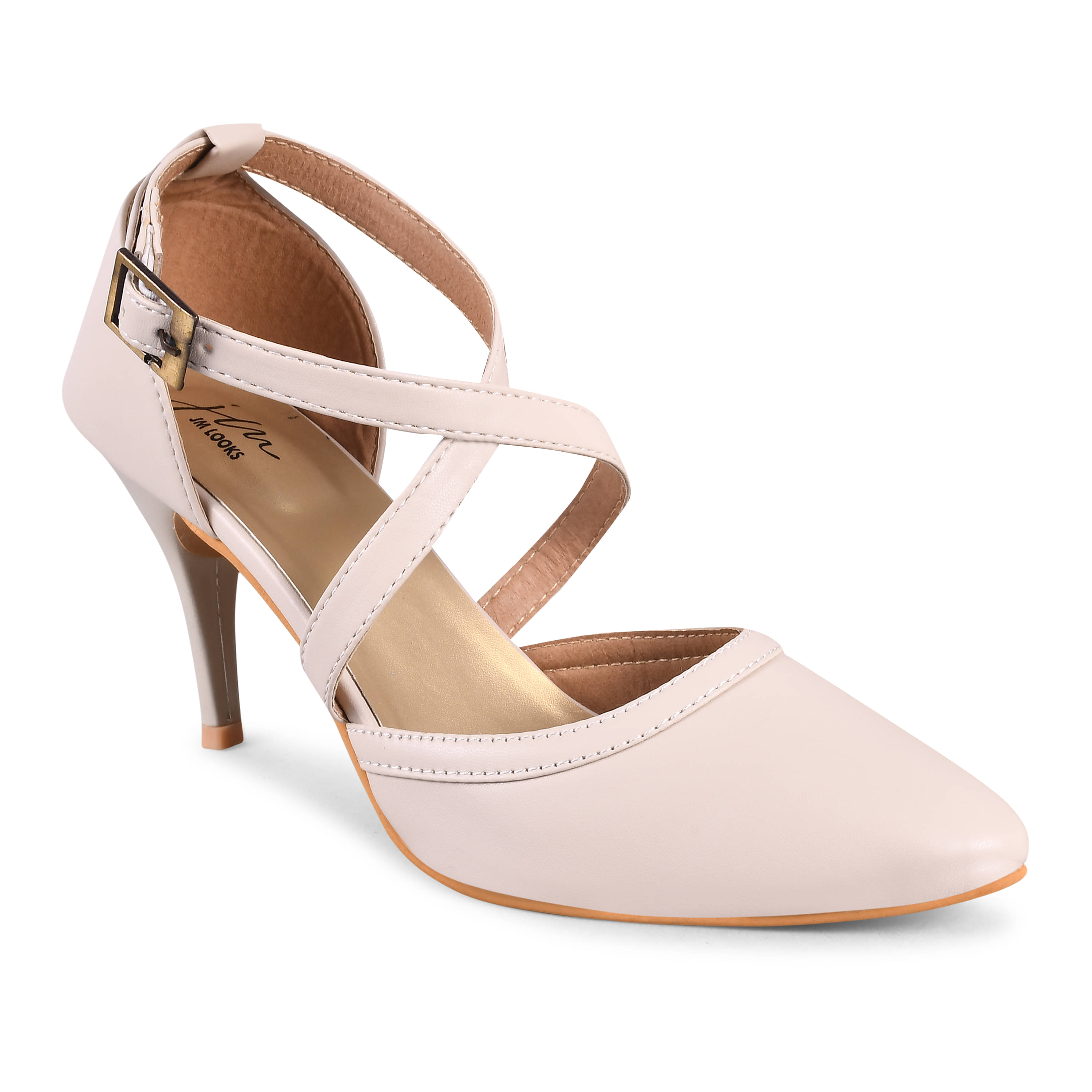     			JM Looks Cream Women's Sandal Heels