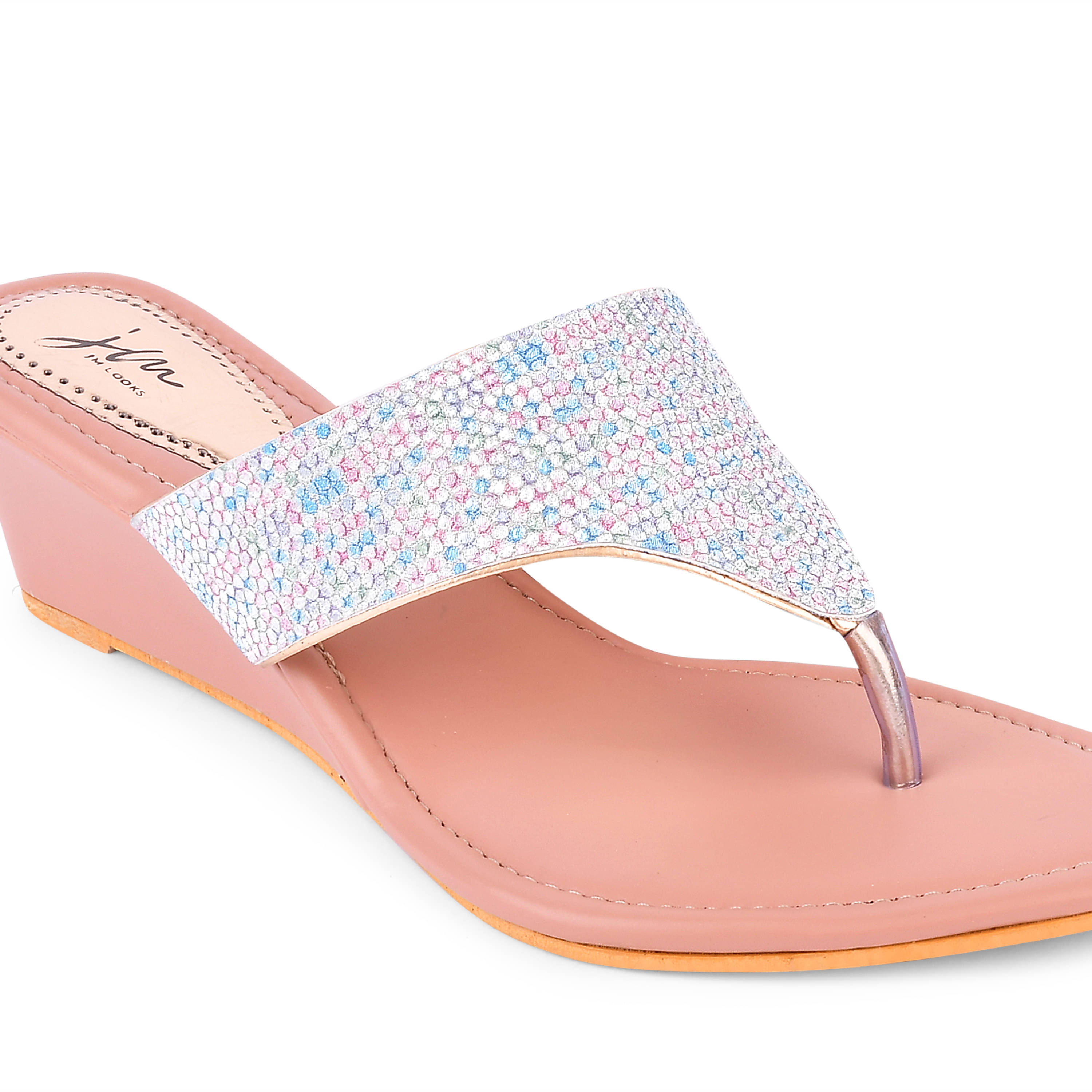     			JM Looks Peach Women's Slip On Heels