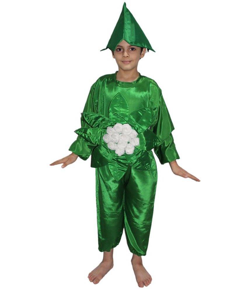     			Kaku Fancy Dresses Cauliflower Vegetables Costume with Cap -Green & White, 8-10 Years, for Boys & Girls