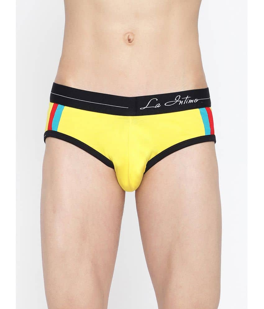 La Intimo Pack of 1 Cotton Briefs For Men's ( Yellow )
