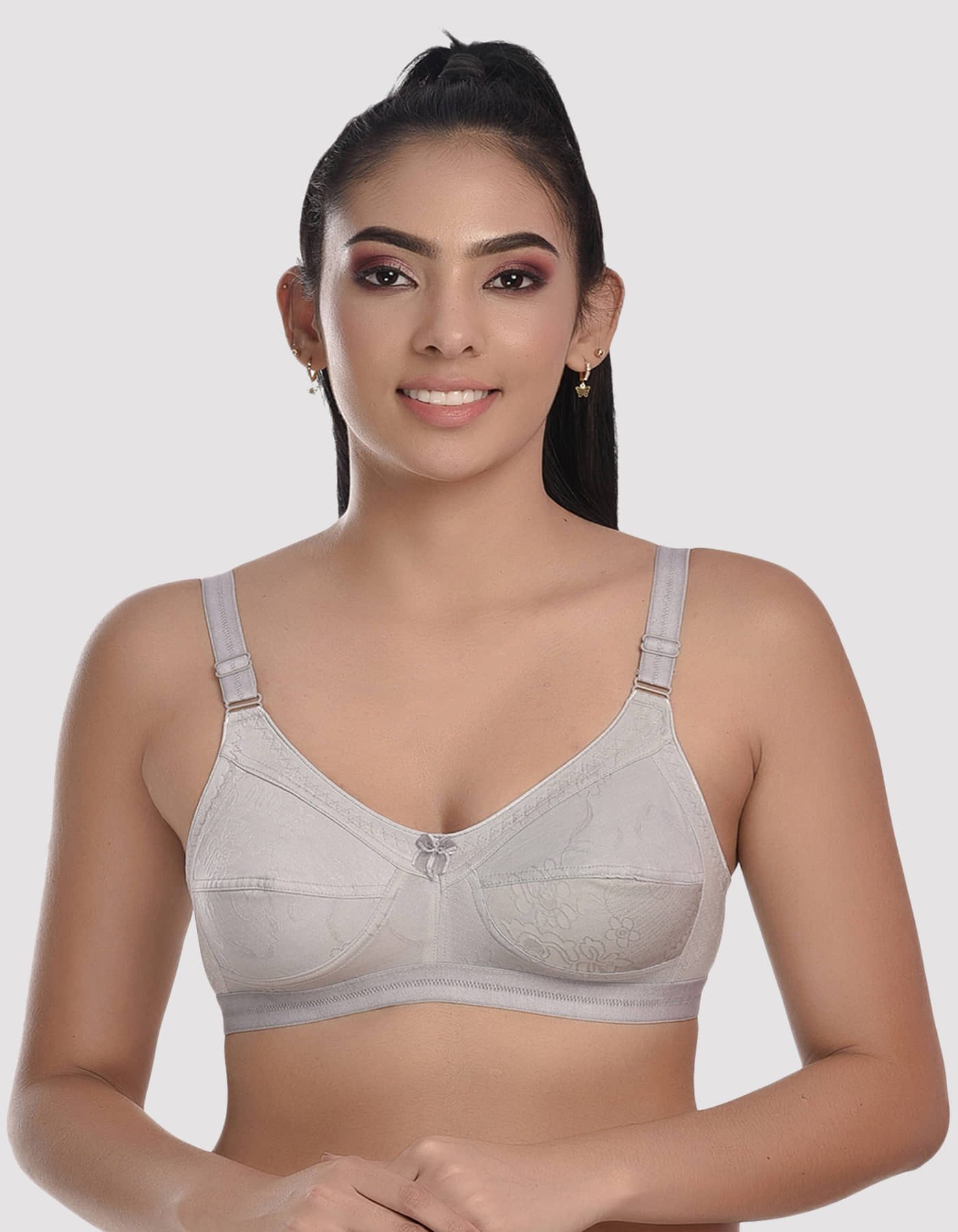 LadySoft Cotton Blend Non Padded Women's Everyday Bra ( Dark Grey ) Mehbooba-Grey