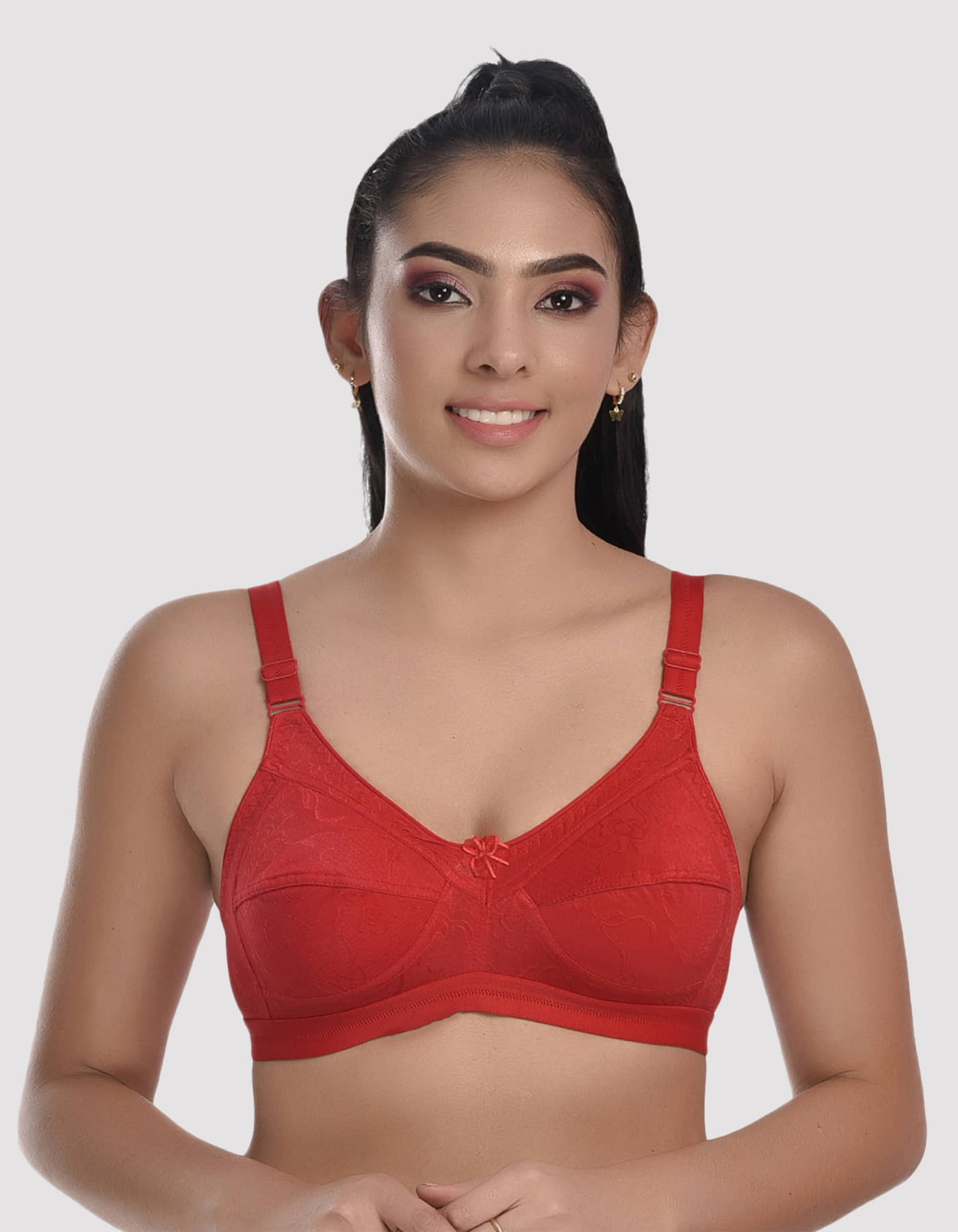 LadySoft Cotton Blend Non Padded Women's Everyday Bra ( Red ) Mehbooba-Red