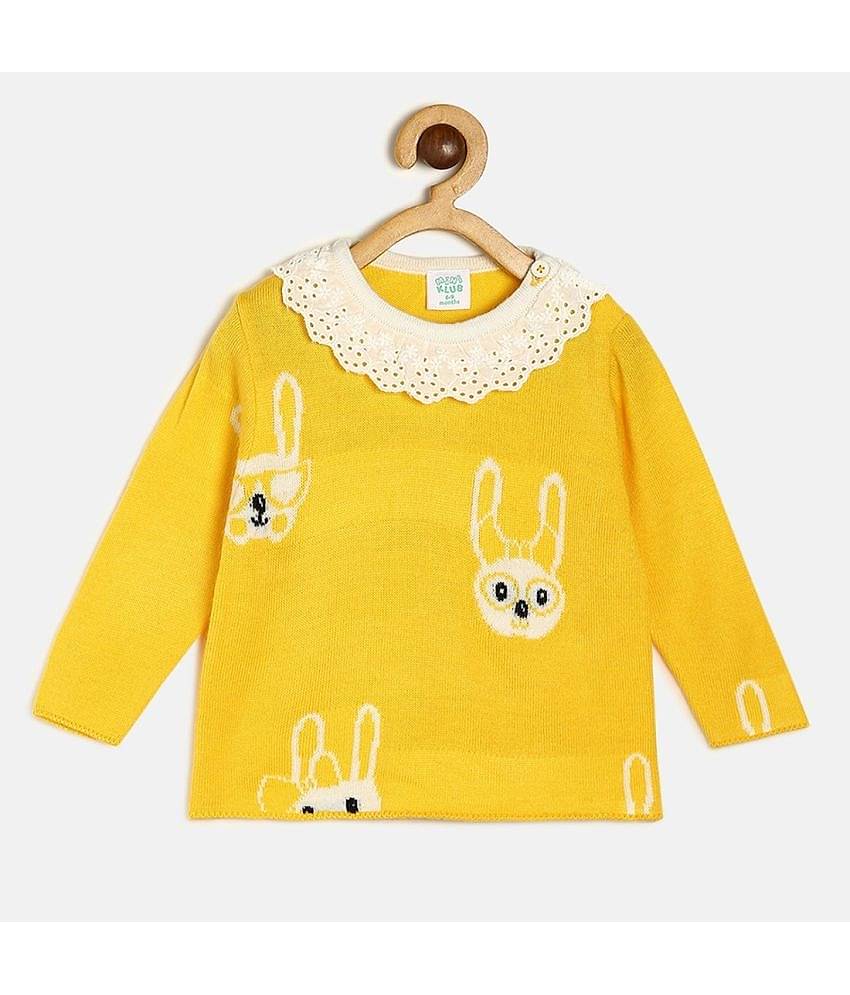 MINI KLUB Single Baby Girls Acrylic Pullover ( Yellow )