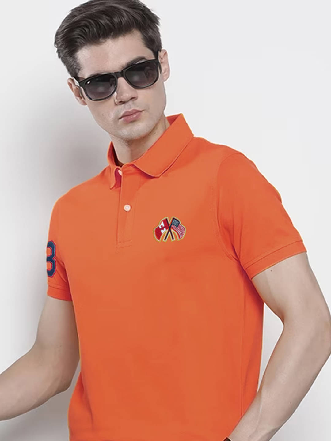     			Merriment Pack of 1 Cotton Blend Regular Fit Solid Half Sleeves Men's Polo T Shirt ( Orange )