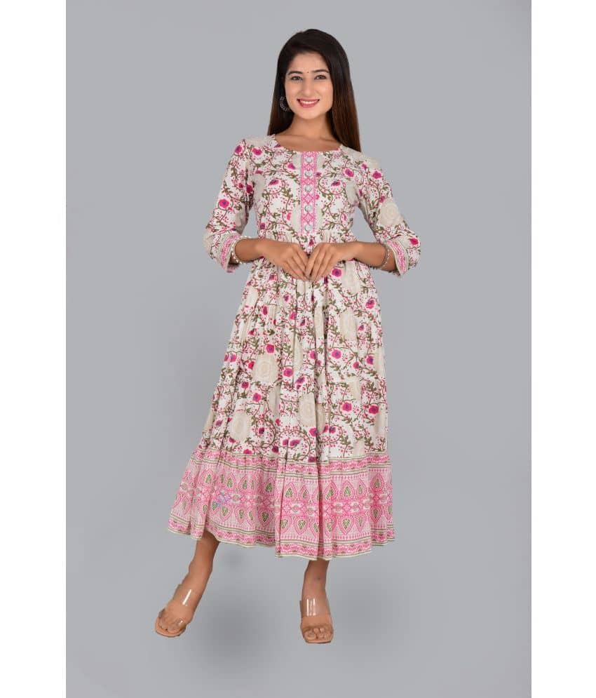 NUPITAL Rayon Printed Anarkali Women's Kurti - Pink ( Pack of 1 ) - Kurtis, Tunics | Buy online on ZillyBuy