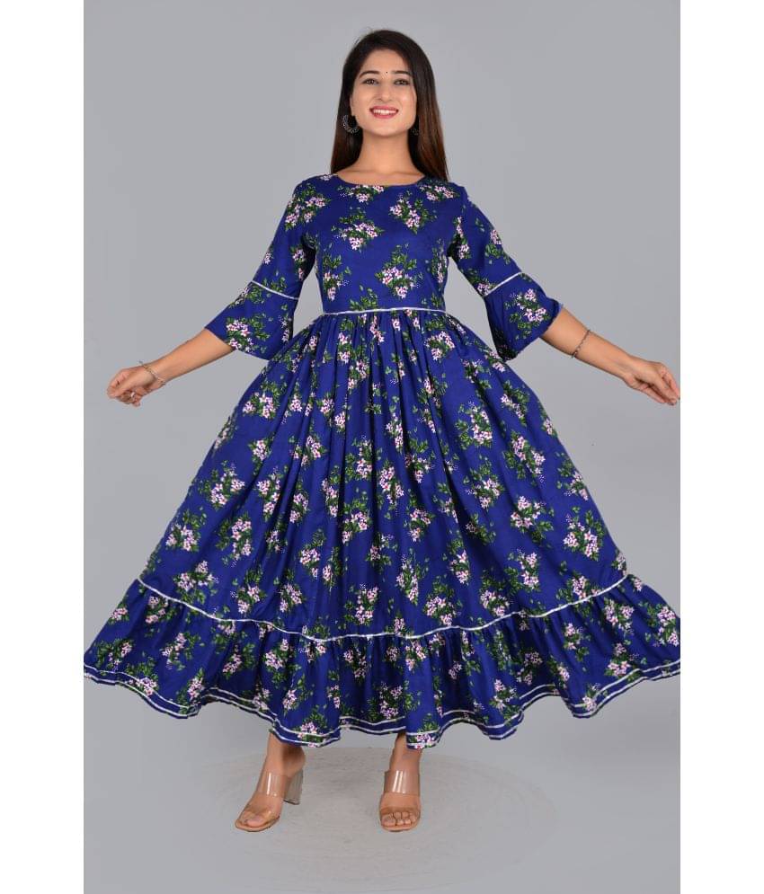    			NUPITAL Rayon Printed Anarkali Women's Kurti - Blue ( Pack of 1 )