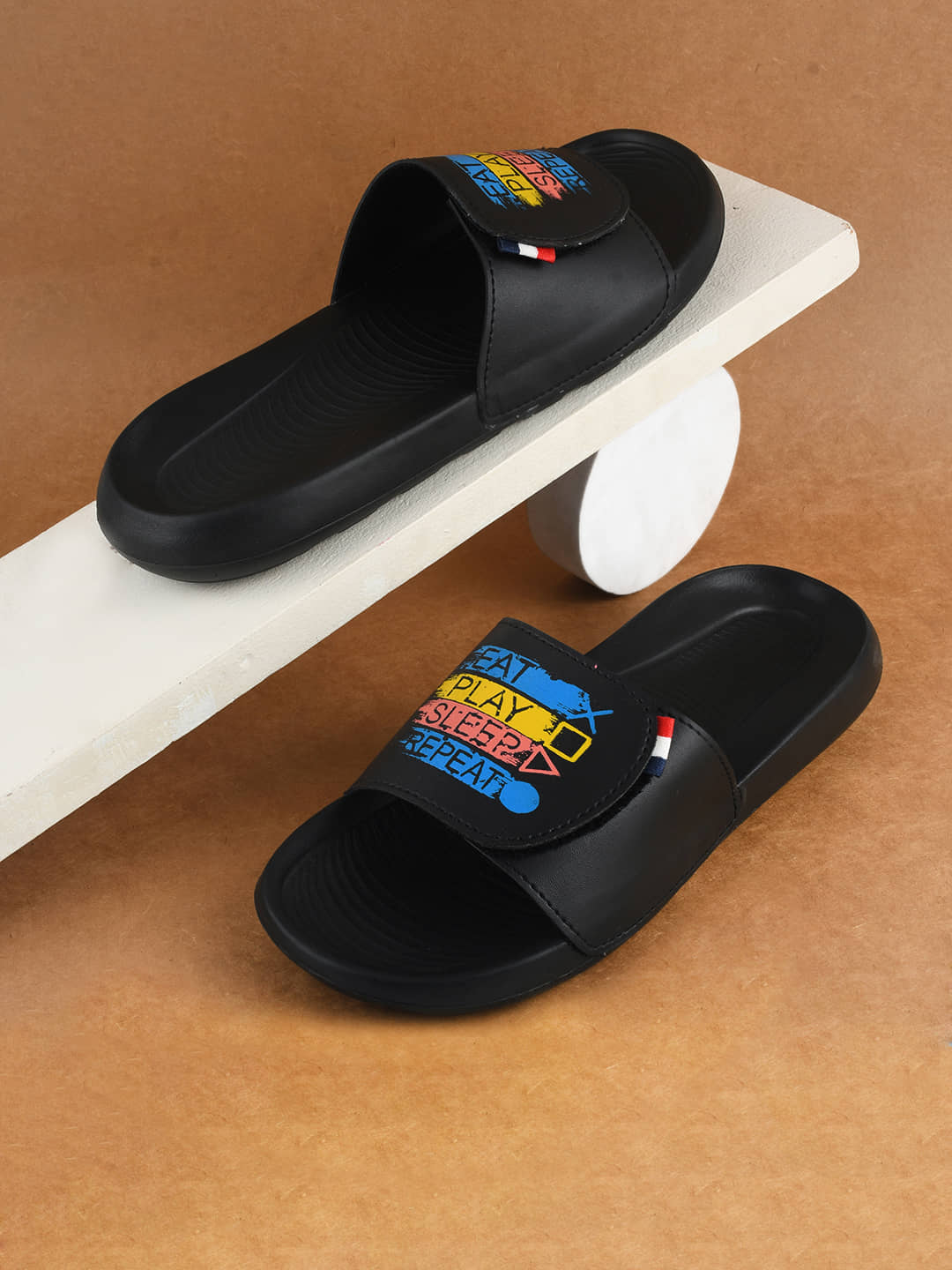 PERY PAO Black Men's Slide Flip Flop