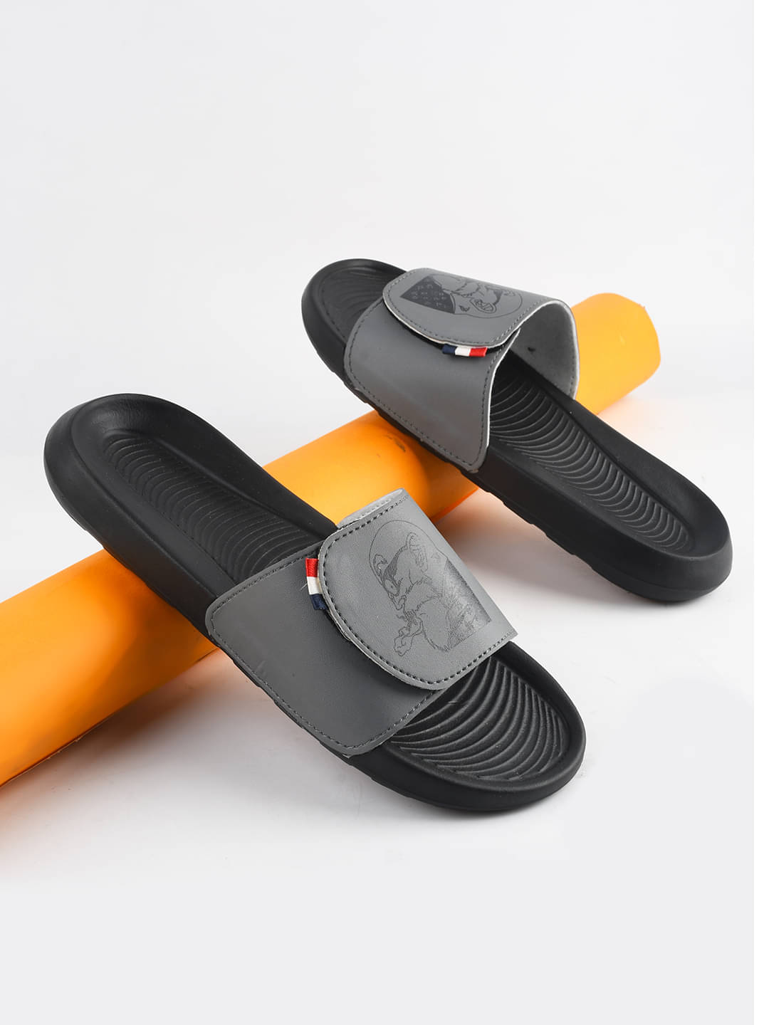     			PERY PAO Grey Men's Slide Flip Flop