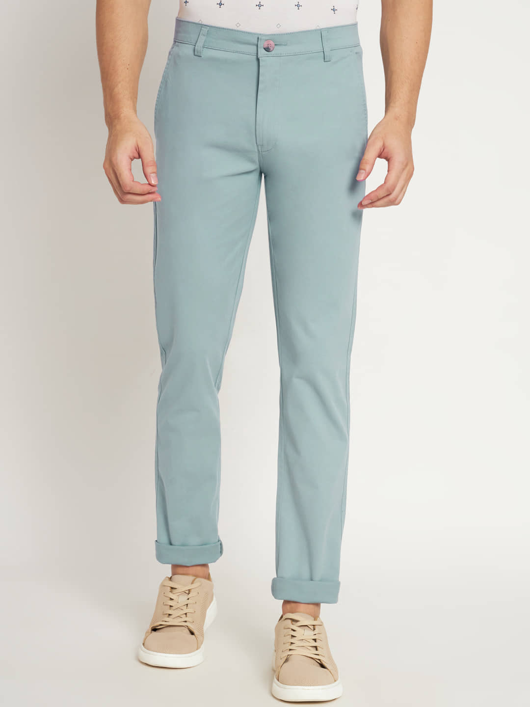 RAGZO Slim Flat Men's Chinos - Light Blue ( Pack of 1 ) - Trousers | Buy online on ZillyBuy