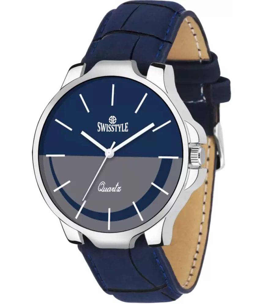     			Swisstyle Blue Leather Analog Men's Watch