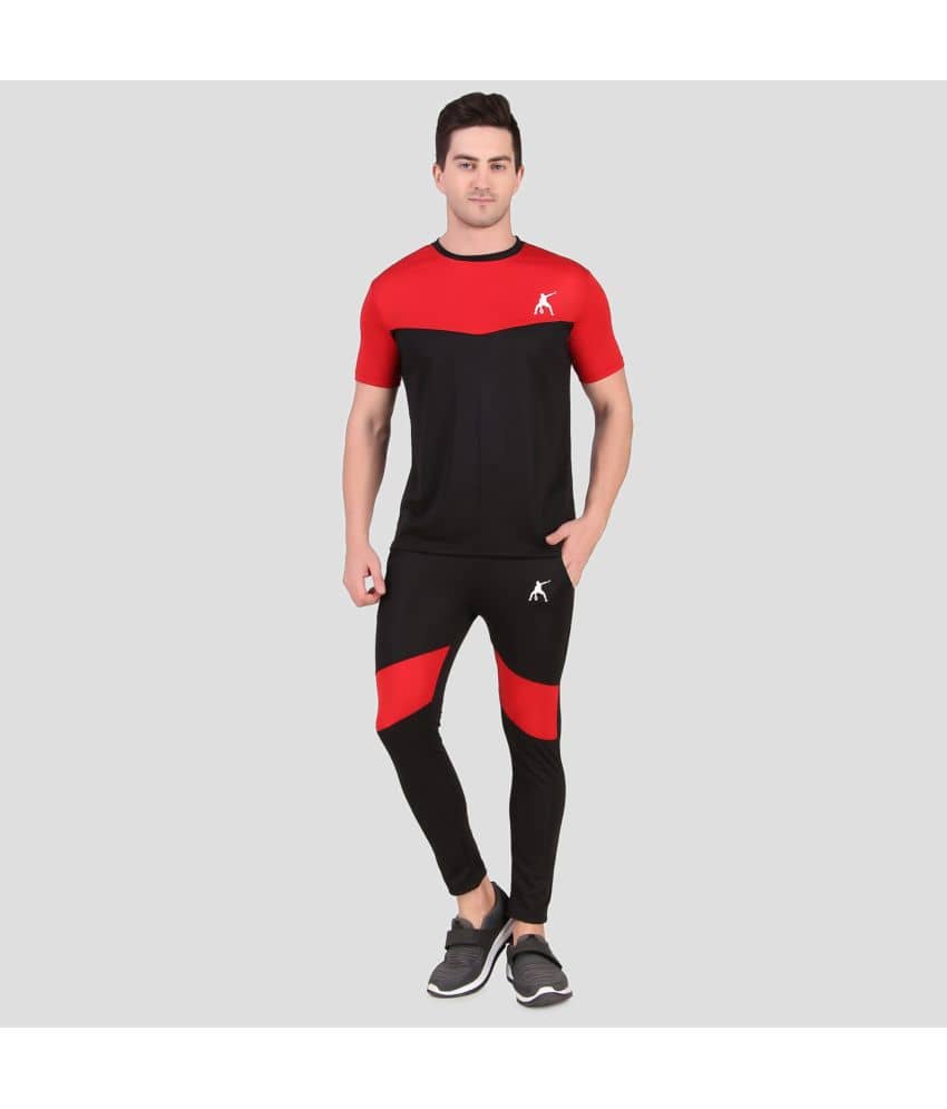 TechFeel Black Polyester Slim Fit Men's Tracksuit ( Pack of 1 )
