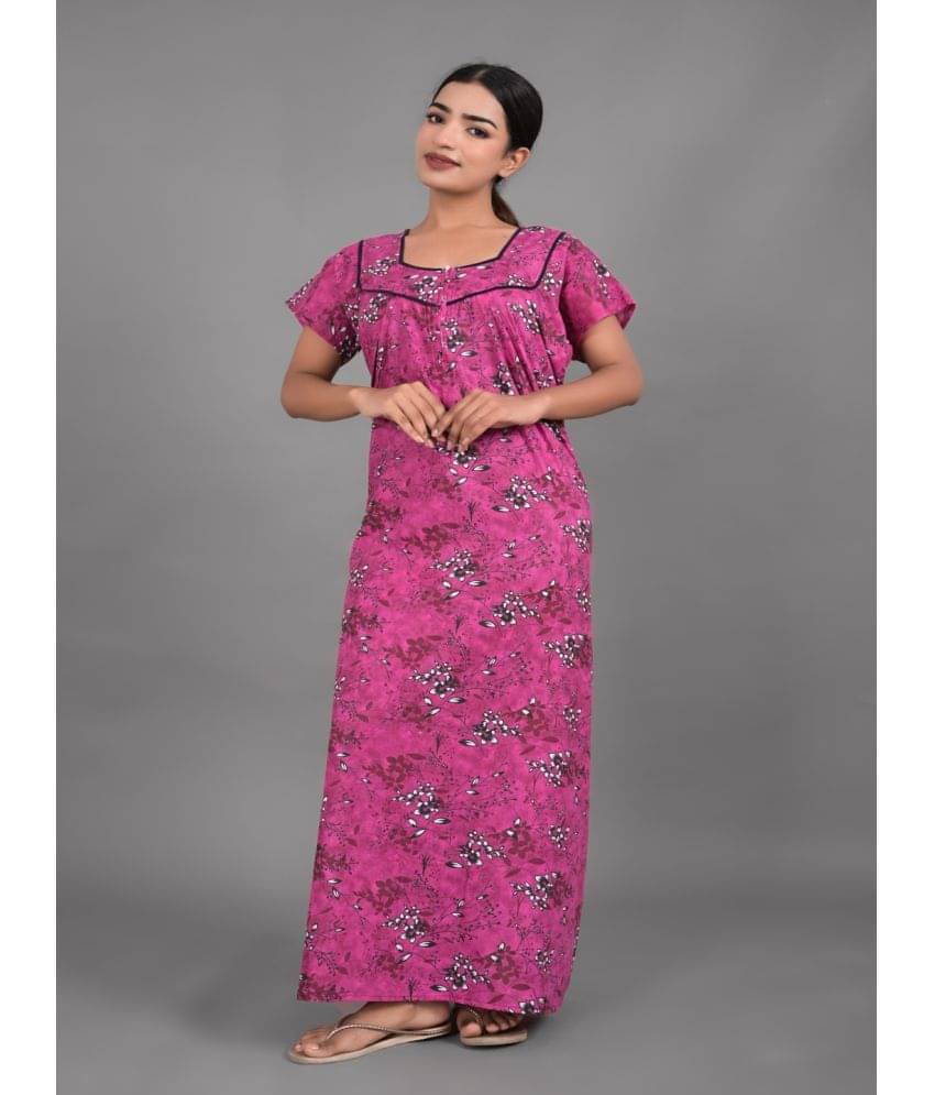     			rajeraj Pink Cotton Women's Nightwear Nighty & Night Gowns ( Pack of 1 )