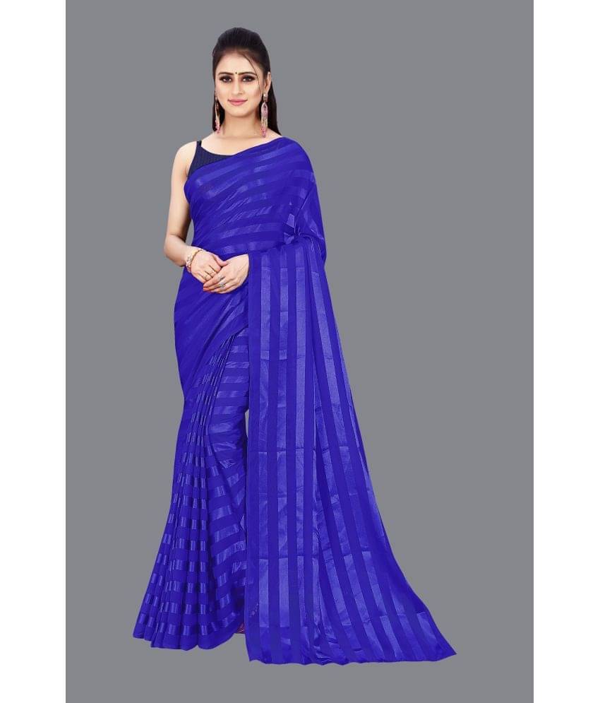 ANAND SAREES Georgette Self Design Saree Without Blouse Piece ( Blue ) ANAND SAREES Georgette Self Design Saree Without Blouse Piece ( Blue )