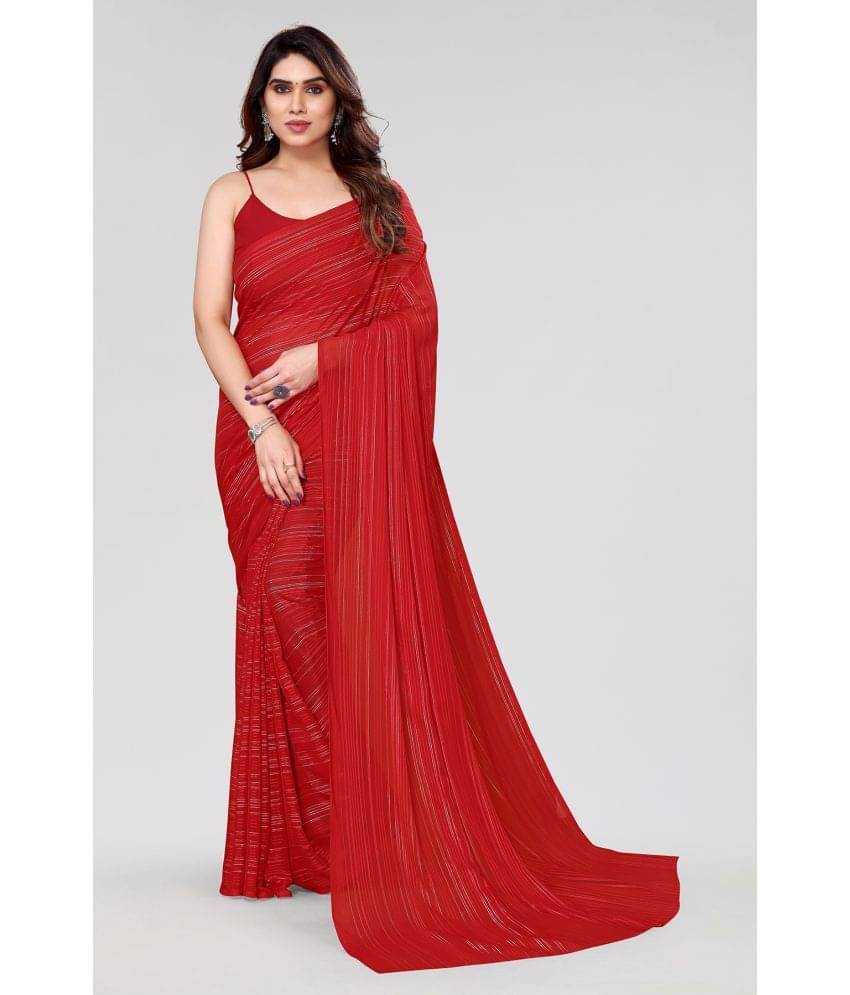 ANAND SAREES Satin Self Design Saree With Unstitched Blouse Piece ( Red ) ANAND SAREES Satin Self Design Saree With Unstitched Blouse Piece ( Red )