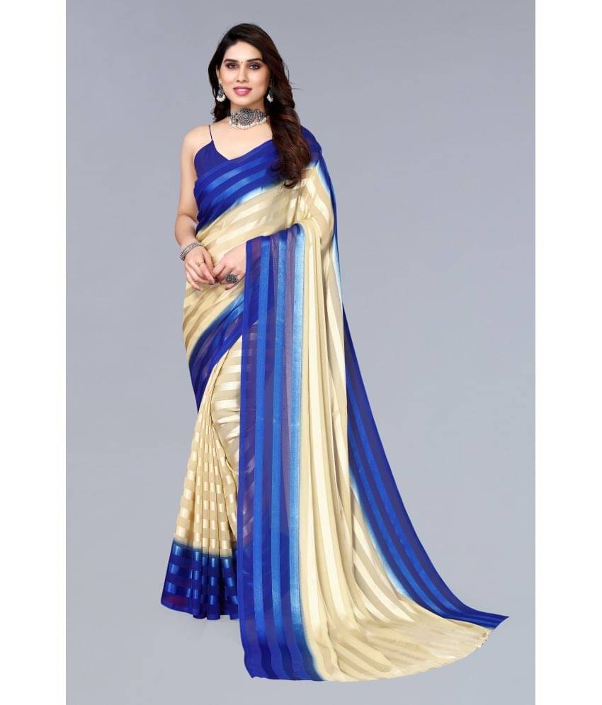 ANAND SAREES Satin Striped Saree Without Blouse Piece ( Navy Blue ) ANAND SAREES Satin Striped Saree Without Blouse Piece ( Navy Blue )
