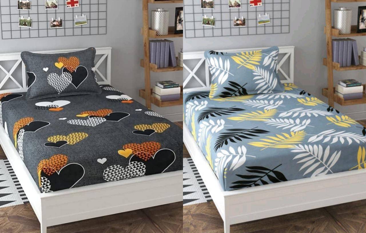 Decent Home Poly Cotton 2 Single Bedsheet with 2 Pillow Covers ( Light Grey ) Decent Home Poly Cotton 2 Single Bedsheet with 2 Pillow Covers ( Light Grey )