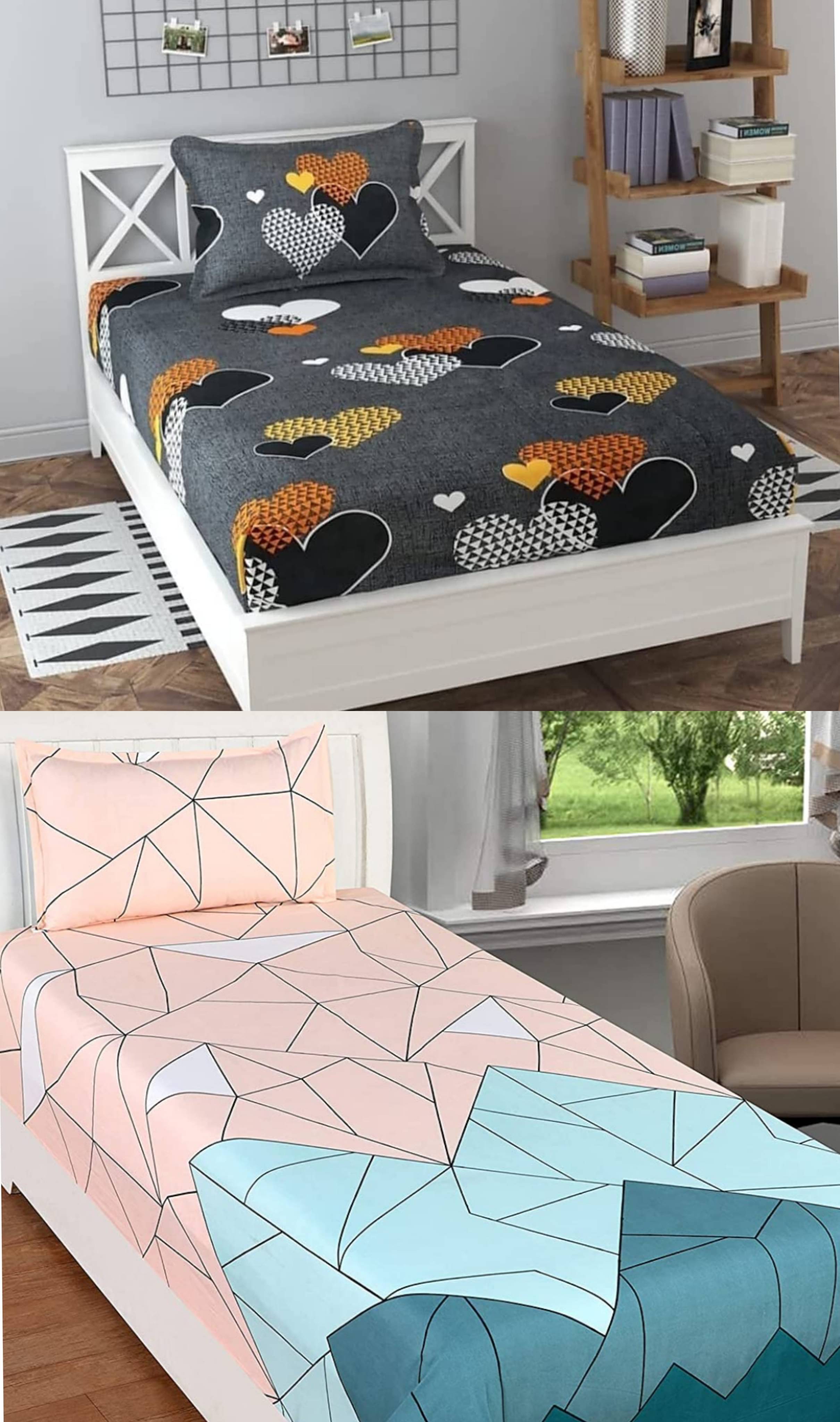 Decent Home Poly Cotton 2 Single Bedsheet with 2 Pillow Covers ( Dark Grey ) Decent Home Poly Cotton 2 Single Bedsheet with 2 Pillow Covers ( Dark Grey )