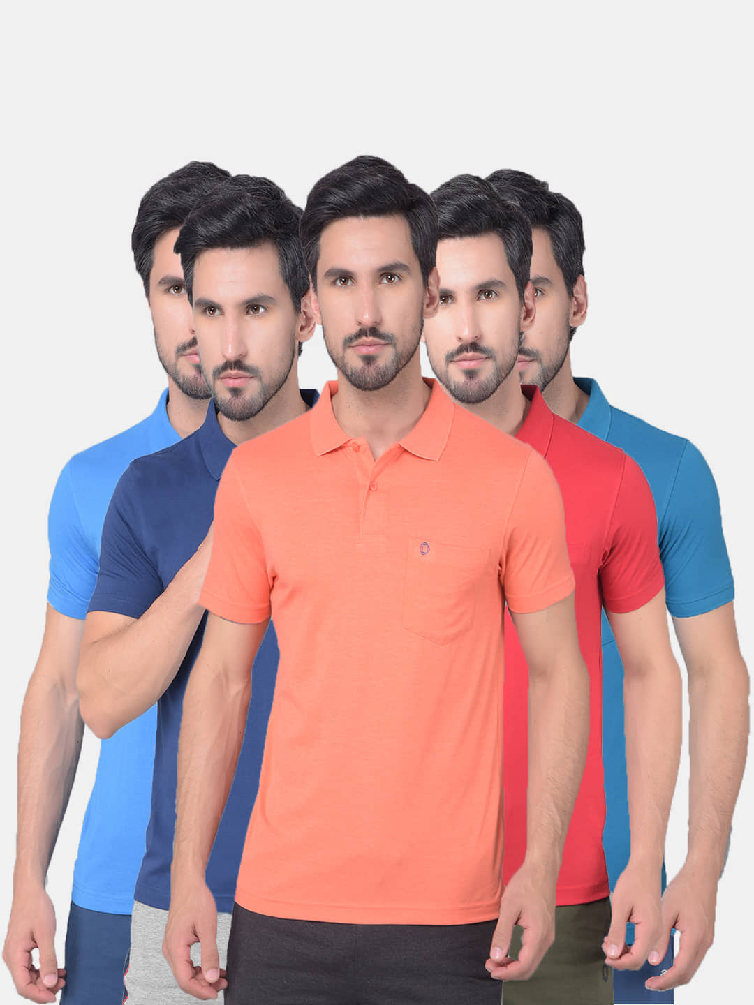 Dollar Cotton Blend Regular Fit Solid Half Sleeves Men's Polo T Shirt - Multicolor ( Pack of 5 )